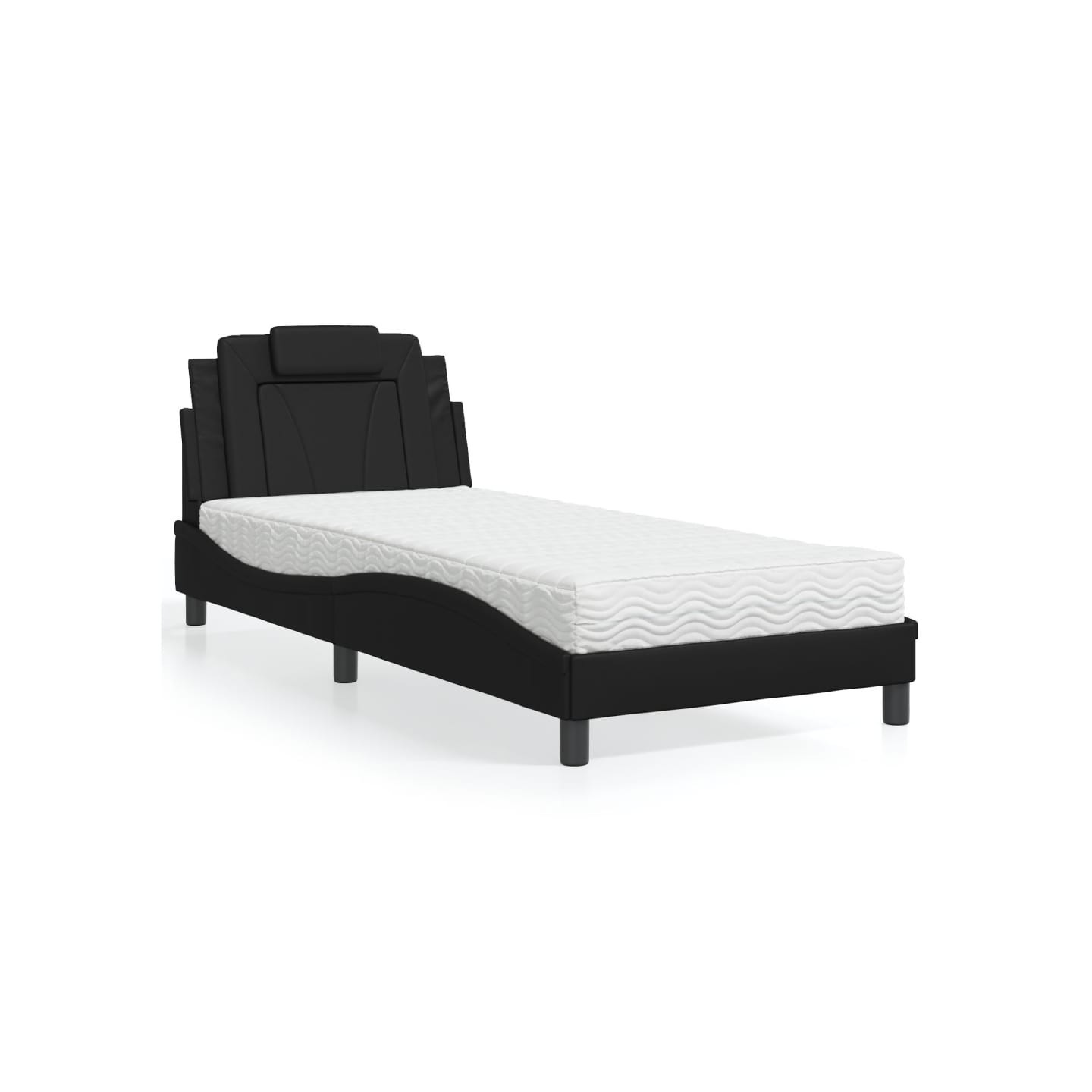 Lit Viana avec matelas noir 90x200 cm similicuir