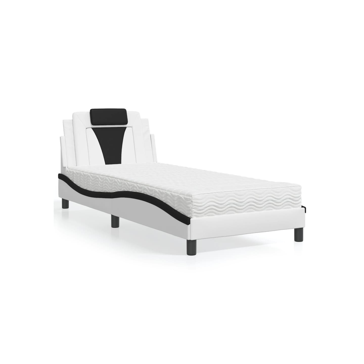 Lit Viana avec matelas blanc et noir 90x200 cm similicuir