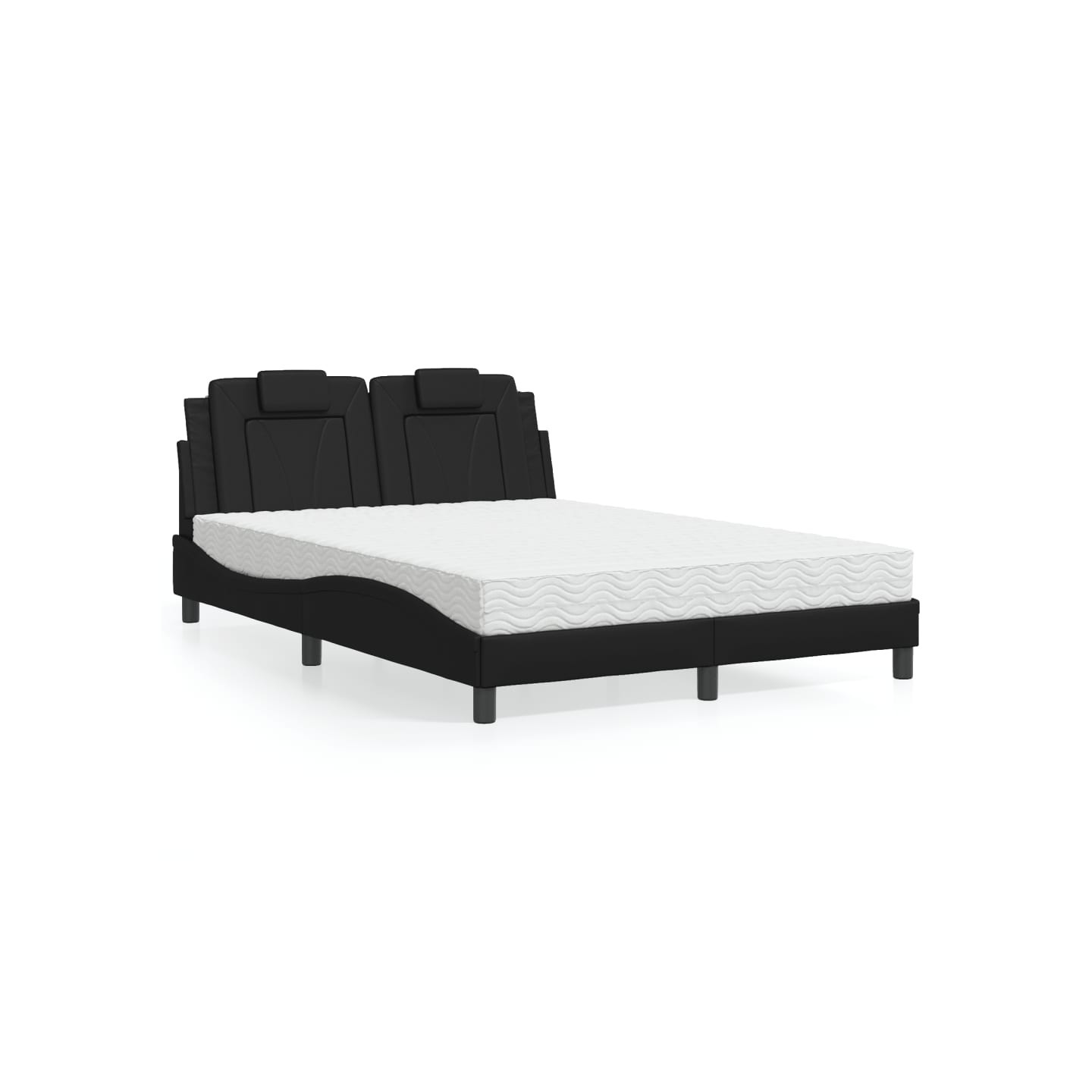 Lit Viana avec matelas noir 140x190 cm similicuir