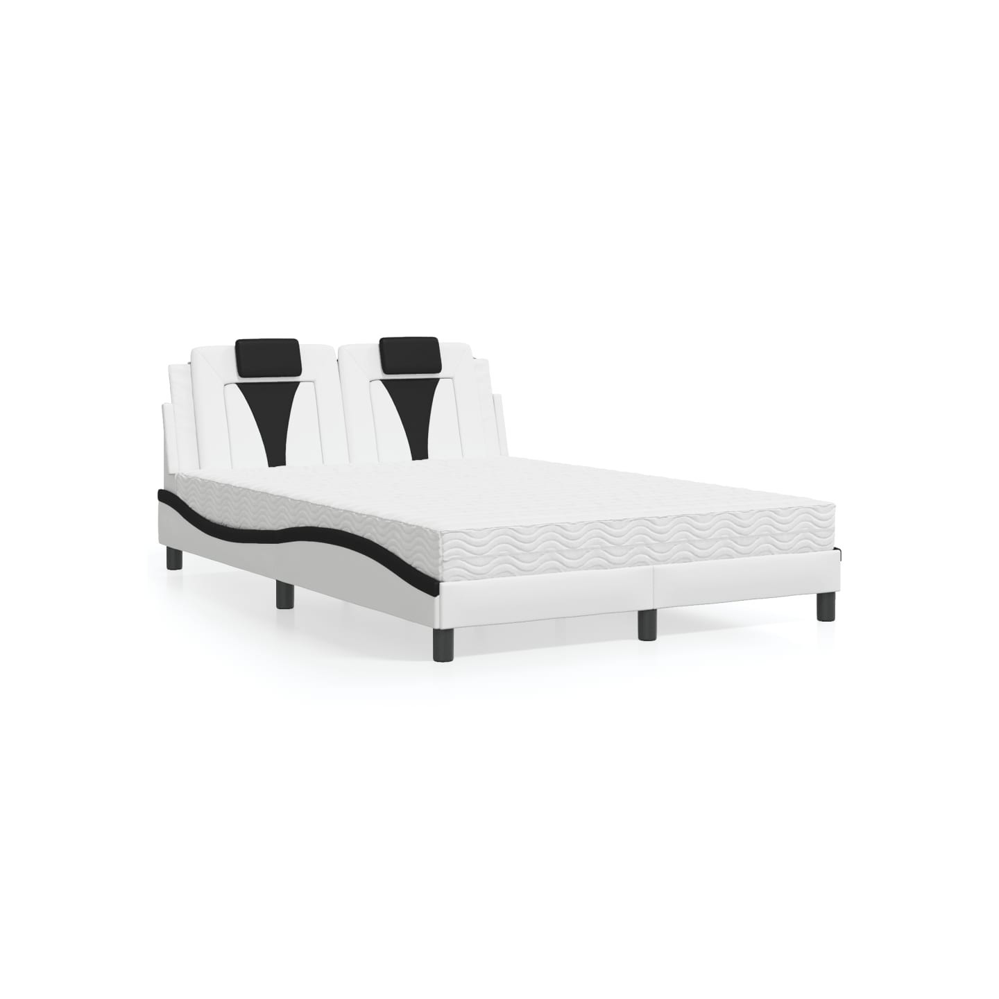 Lit Viana avec matelas blanc et noir 140x190 cm similicuir