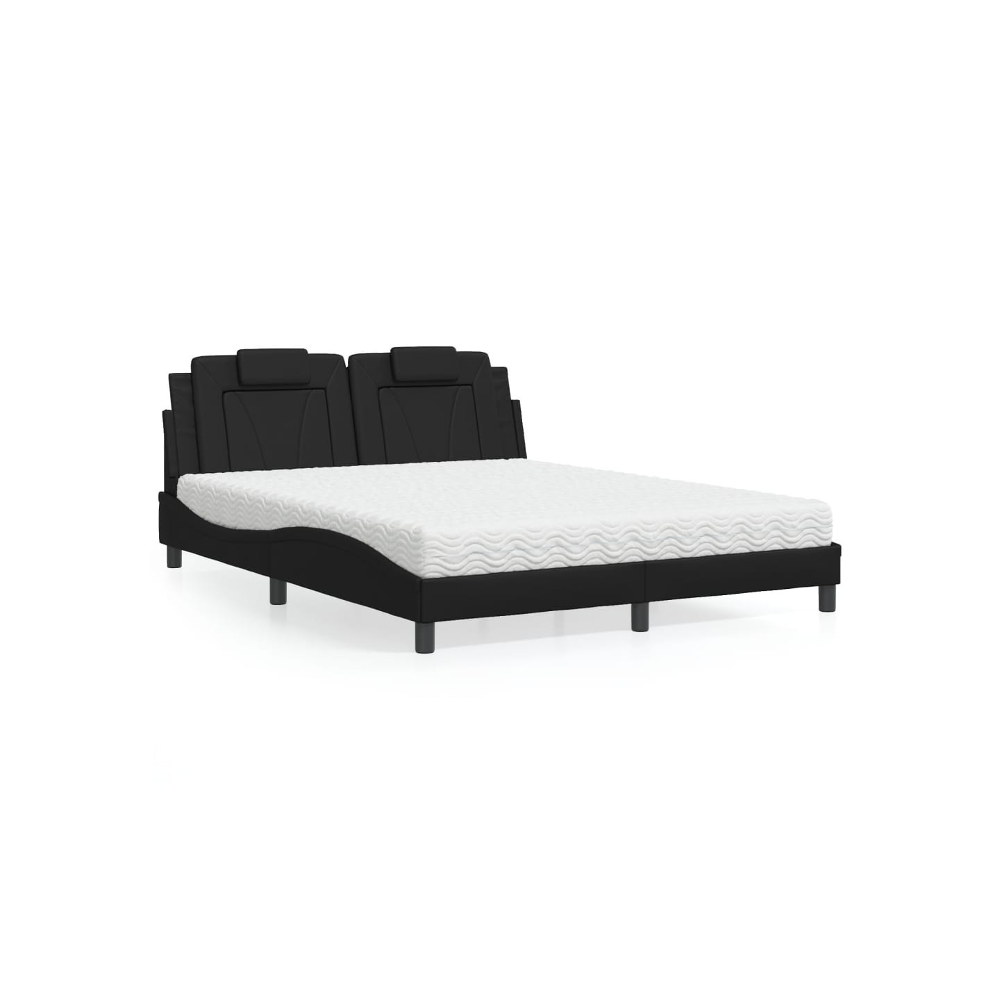 Lit Viana avec matelas noir 160x200 cm similicuir