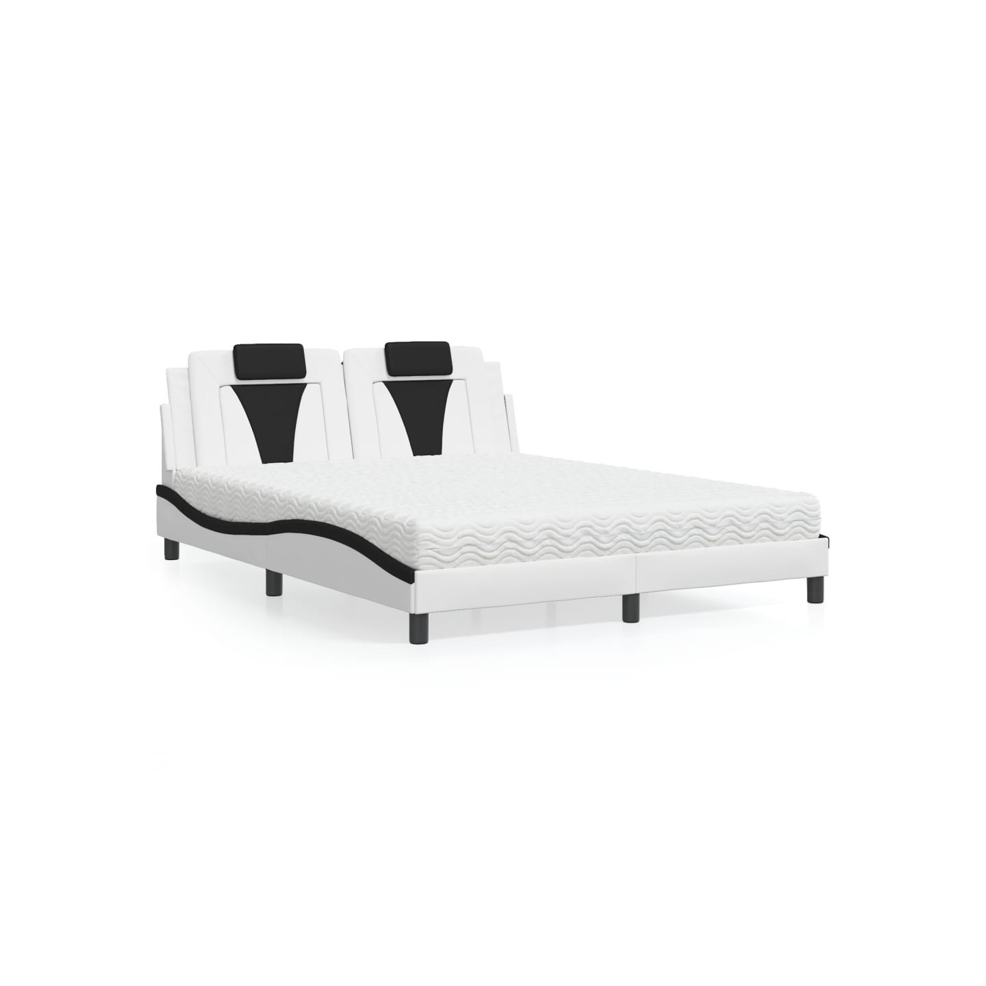 Lit Viana avec matelas blanc et noir 160x200 cm similicuir