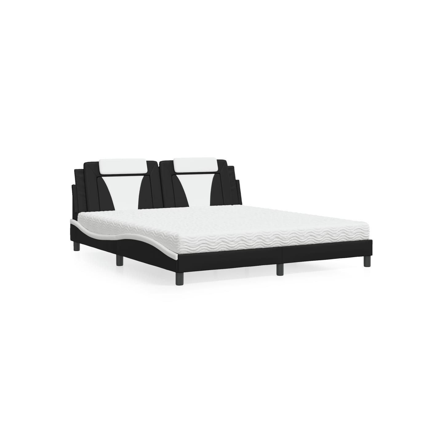Lit Viana avec matelas noir et blanc 180x200 cm similicuir