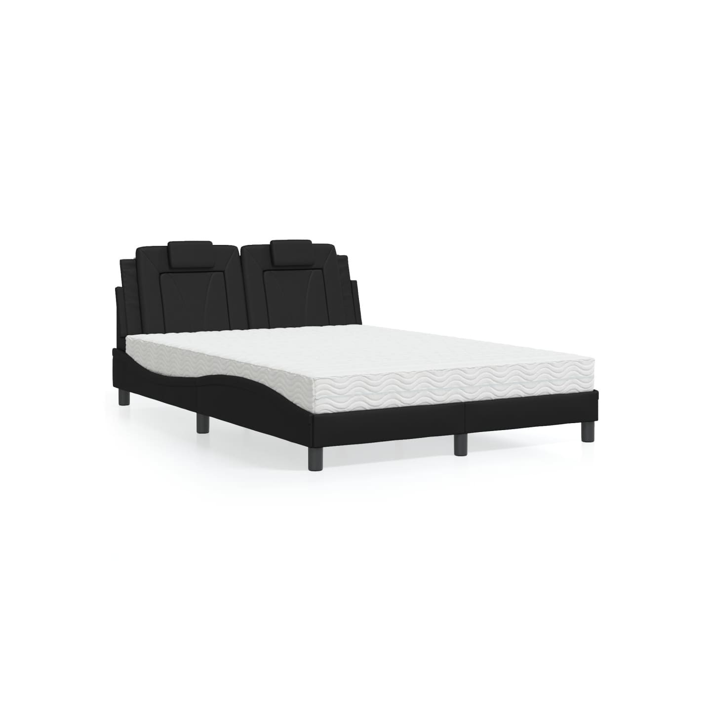 Lit Viana avec matelas noir 140x200 cm similicuir