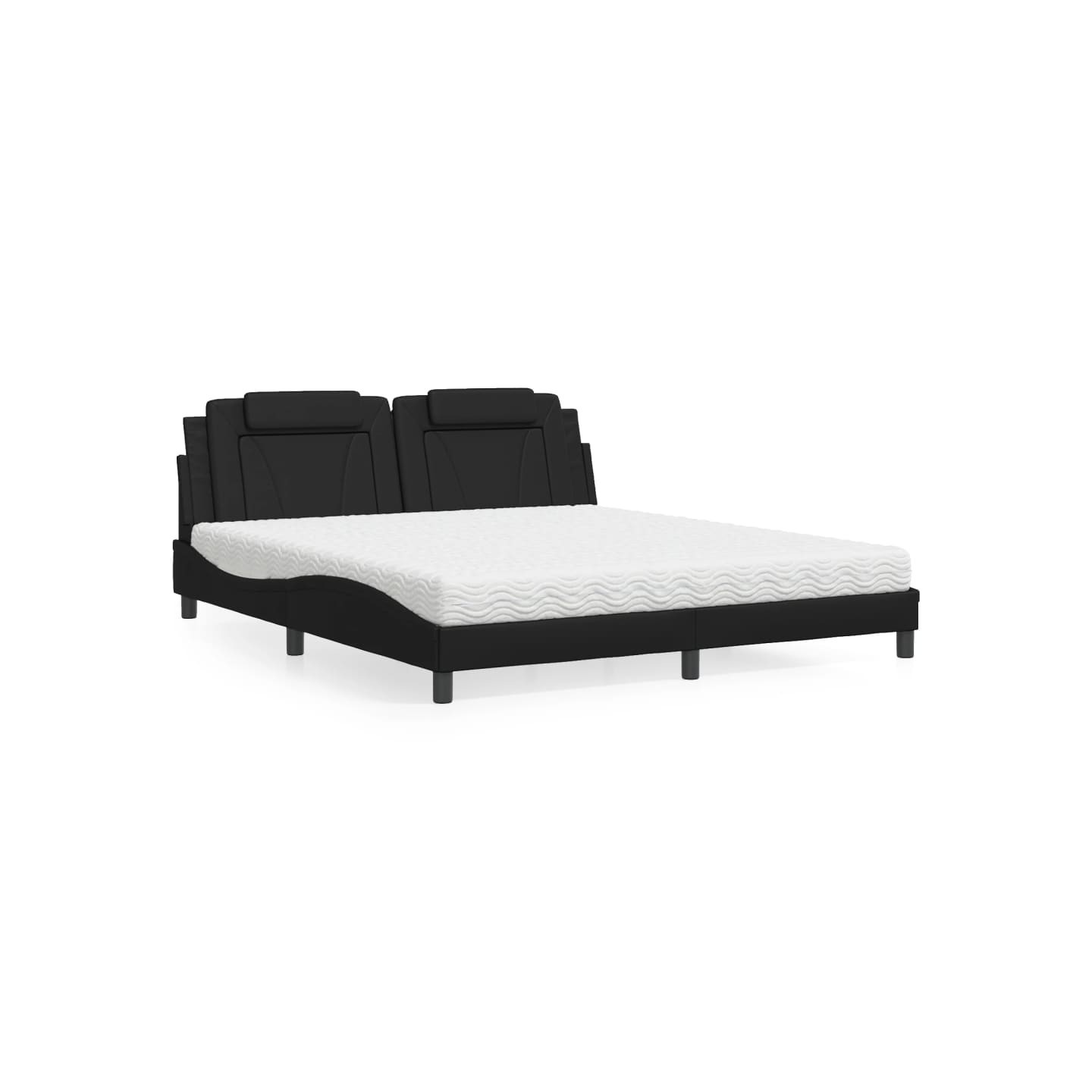 Lit Viana avec matelas noir 180x200 cm similicuir