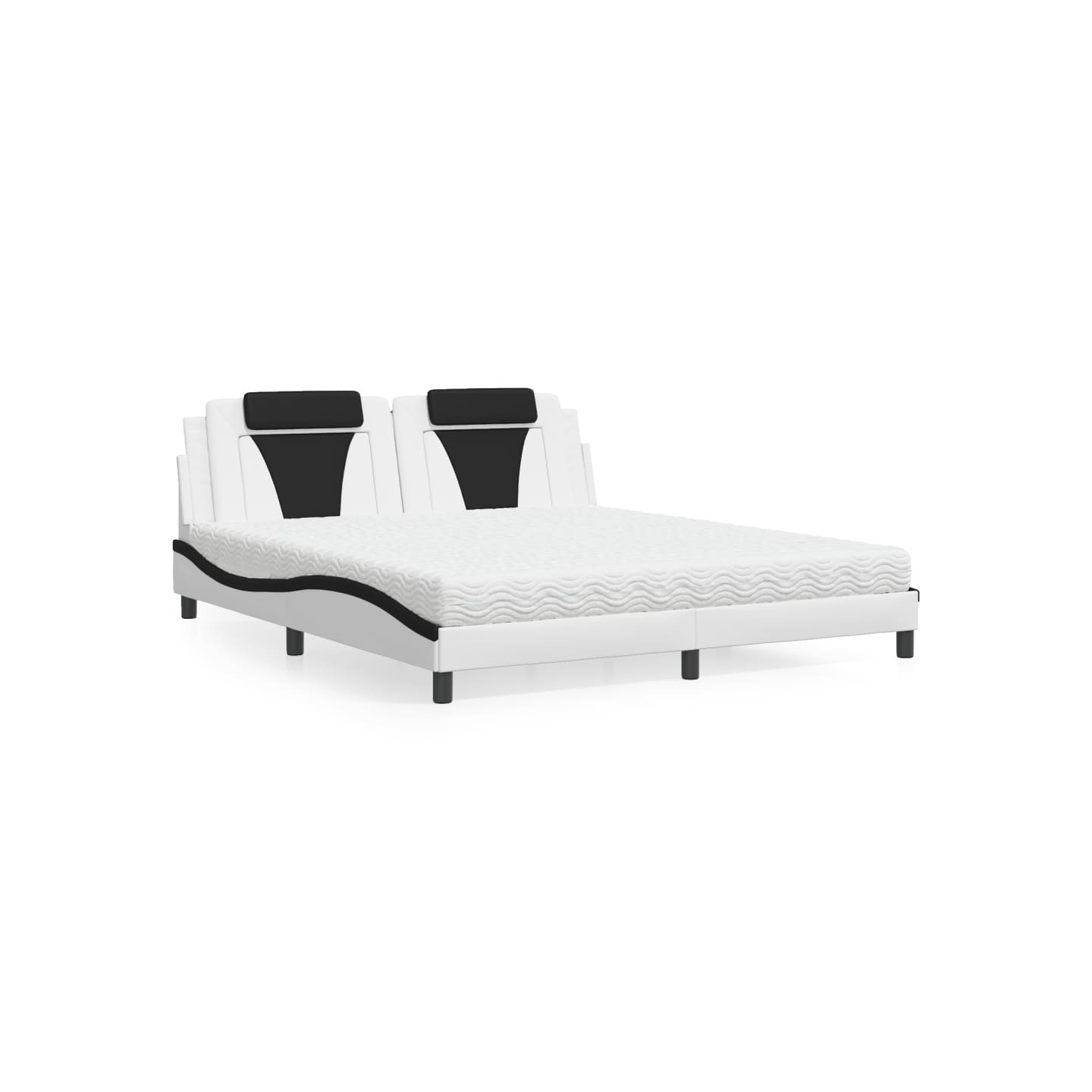 Lit Viana avec matelas blanc et noir 180x200 cm similicuir