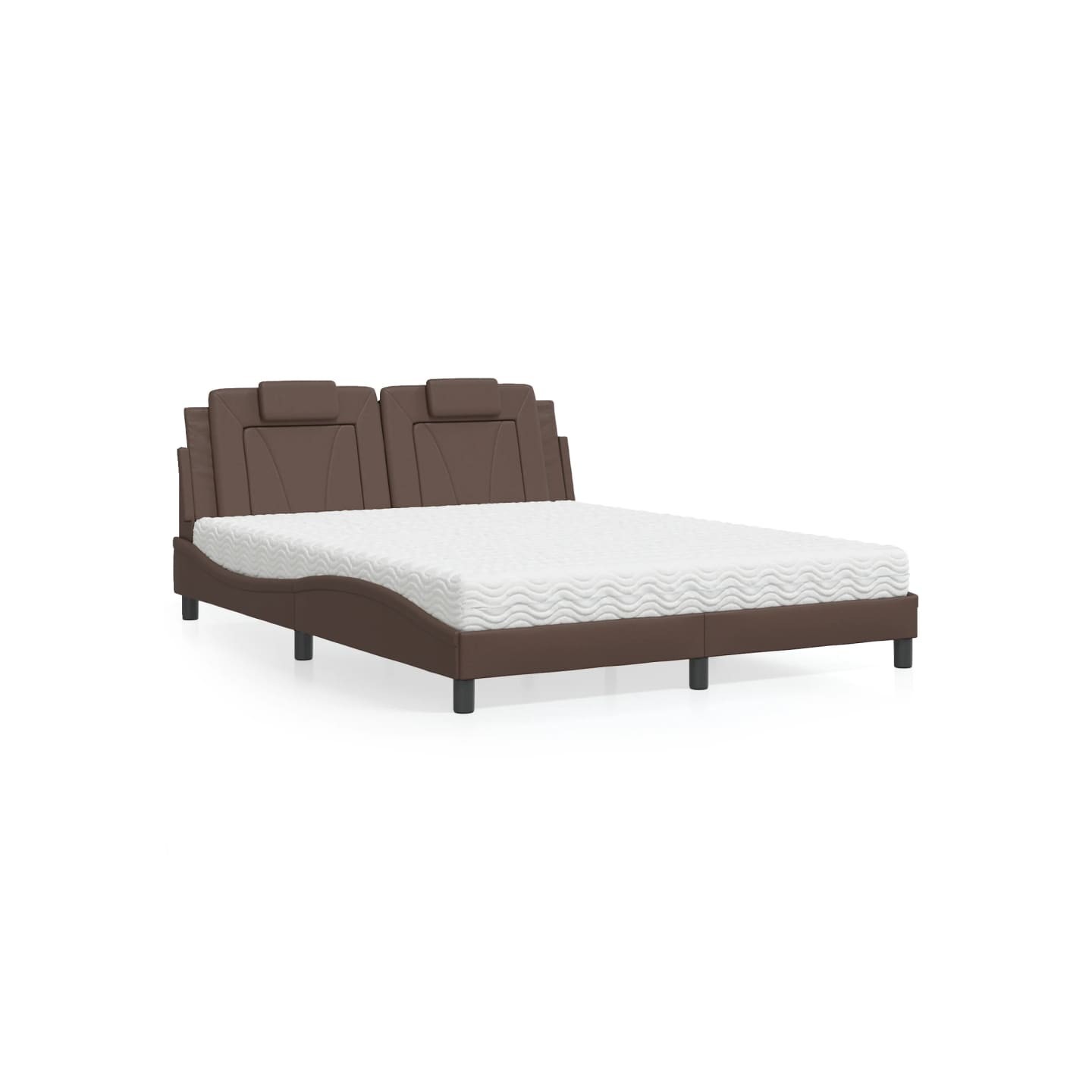Lit Viana avec matelas marron 160x200 cm similicuir