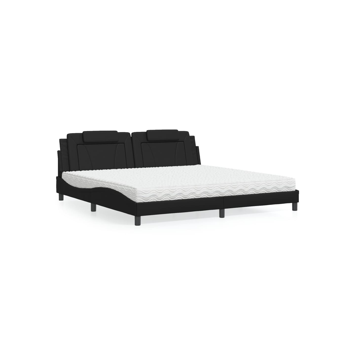 Lit Viana avec matelas noir 200x200 cm similicuir