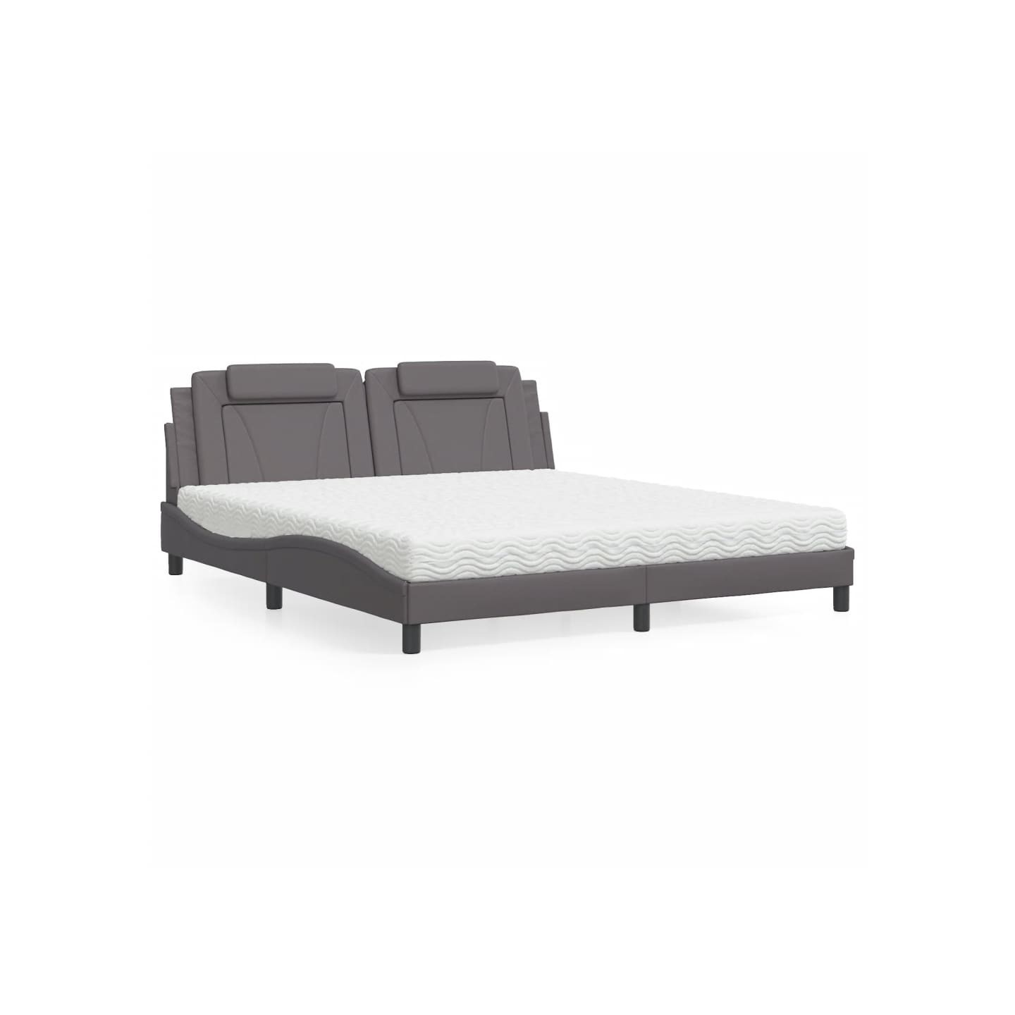Lit Viana avec matelas gris 180x200 cm similicuir