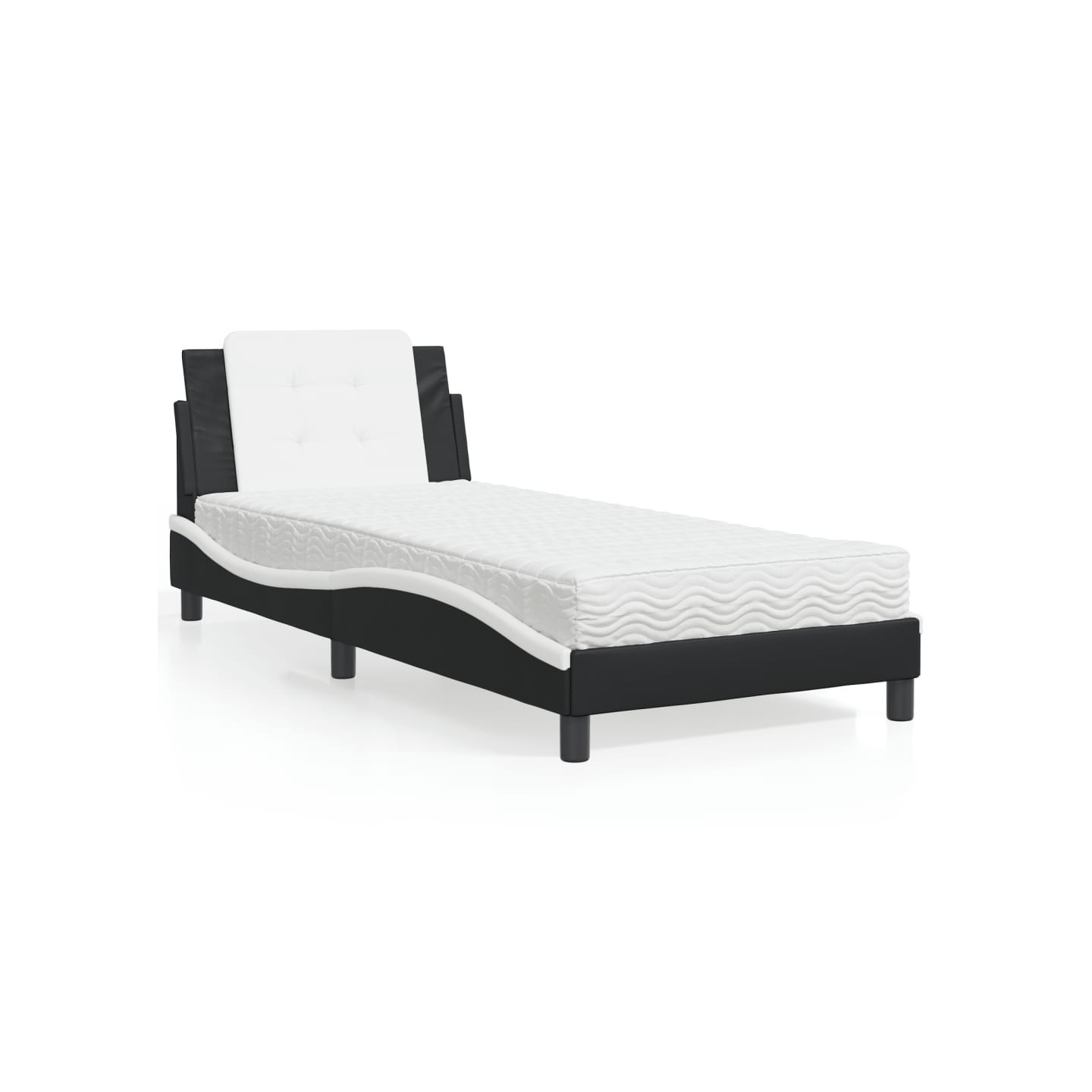 Lit avec matelas Zadar noir et blanc 80x200 cm similicuir