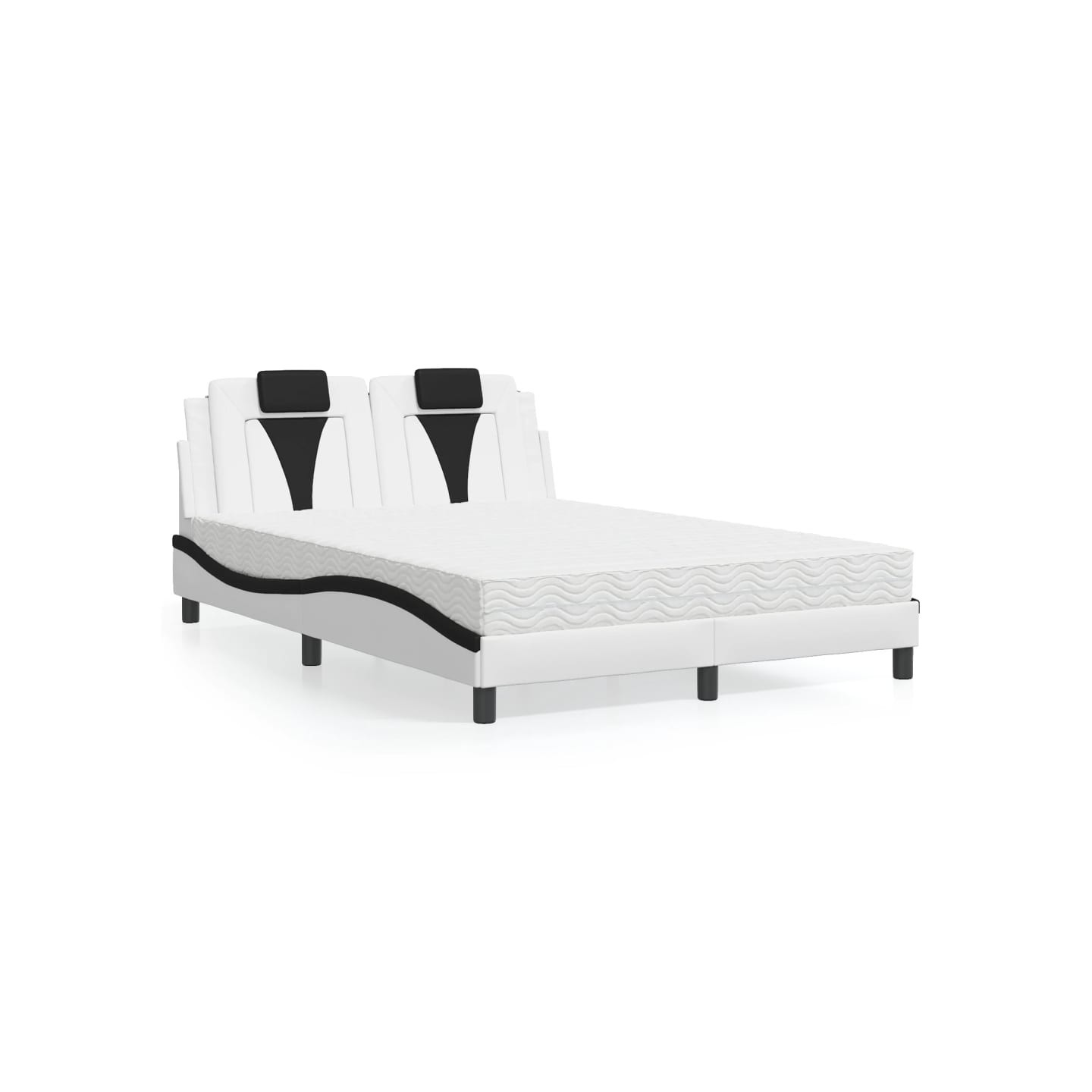 Lit Viana avec matelas blanc et noir 140x200 cm similicuir
