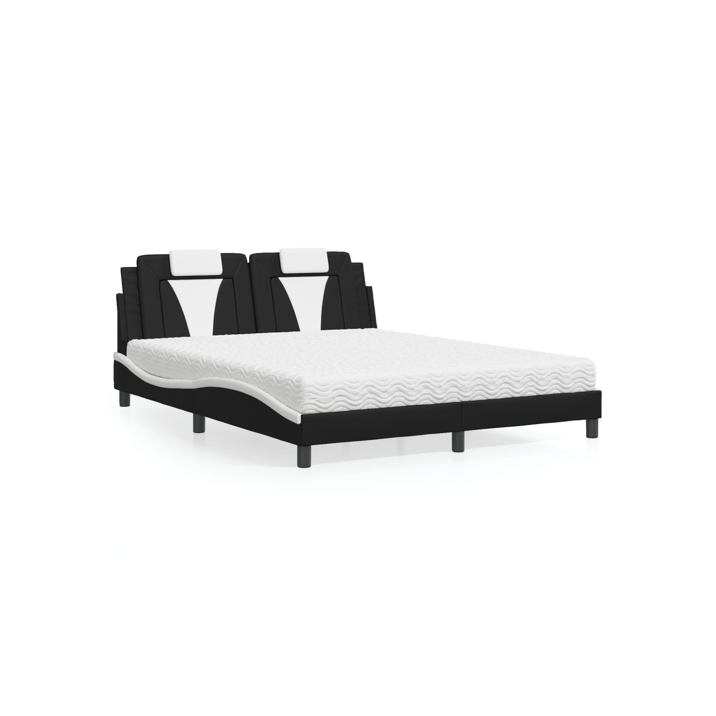 Lit Viana avec matelas noir et blanc 160x200 cm similicuir