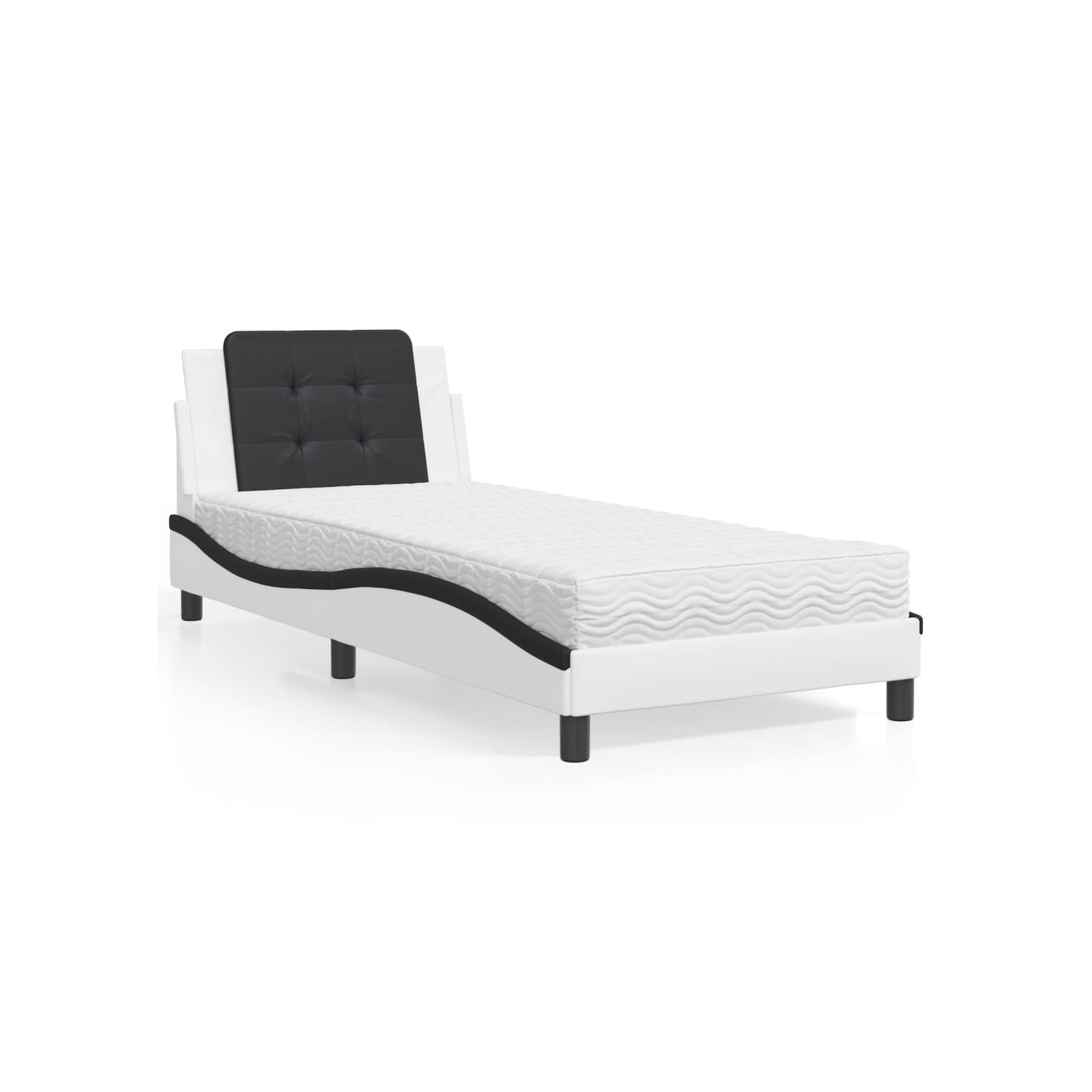 Lit avec matelas Zadar blanc et noir 80x200 cm similicuir