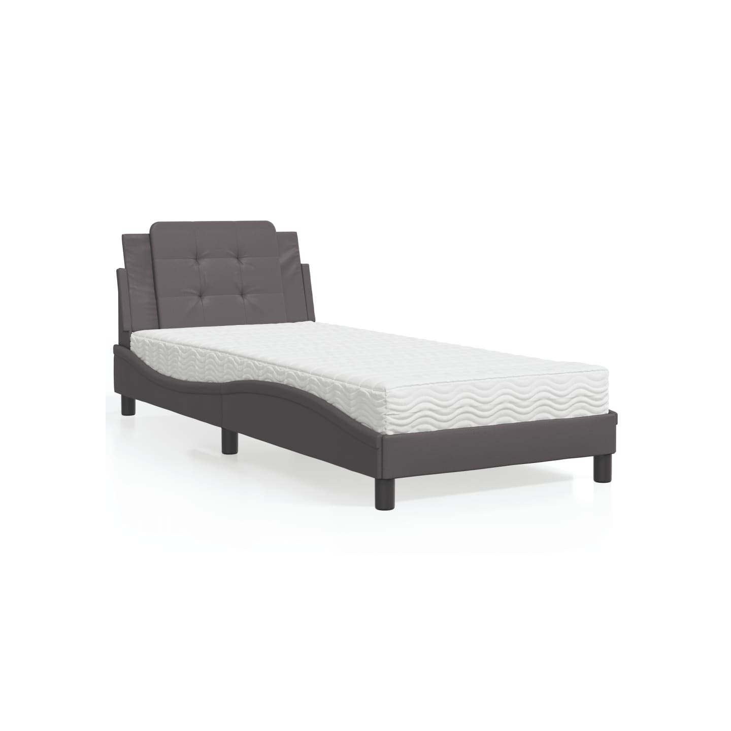 Lit avec matelas Zadar gris 90x190 cm similicuir