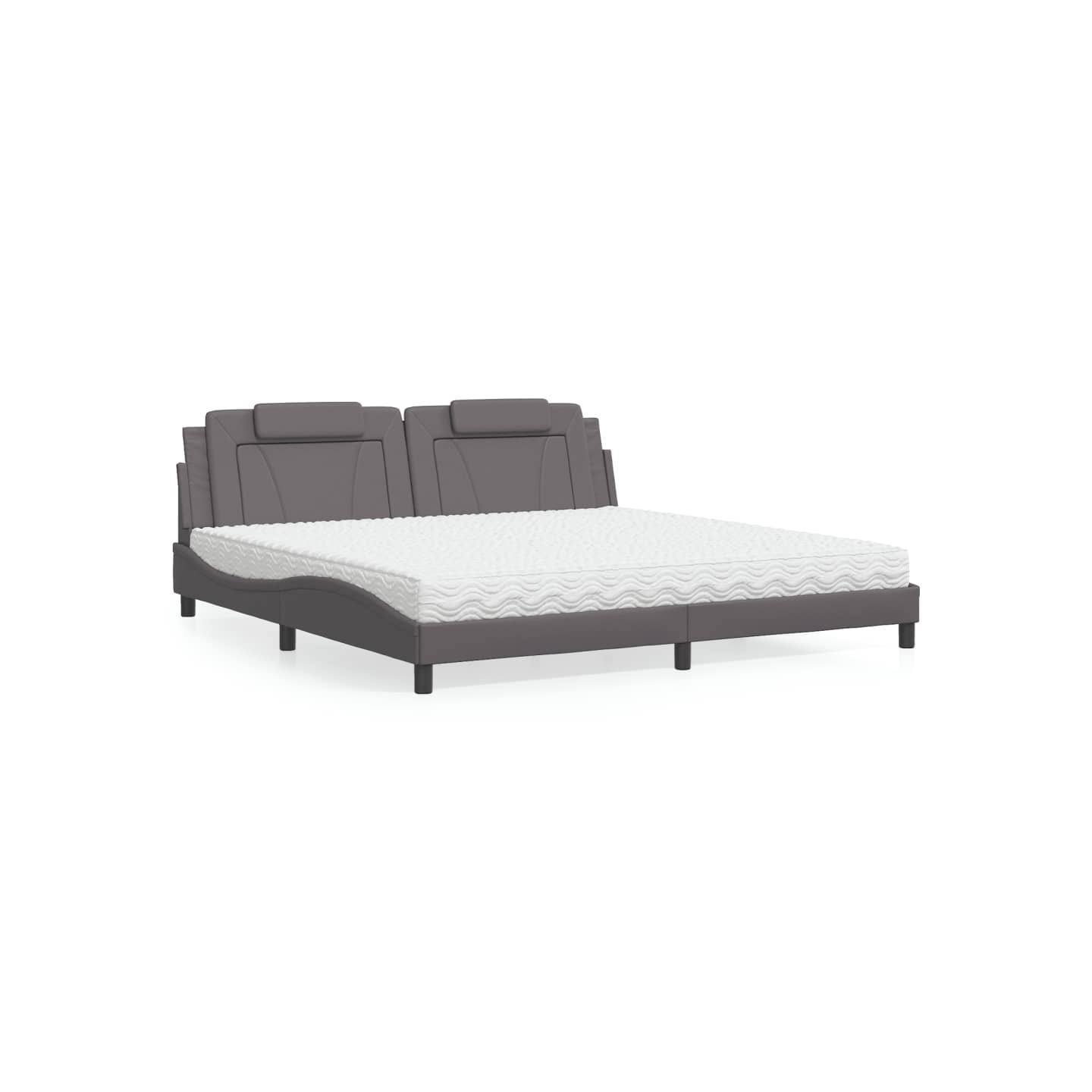 Lit Viana avec matelas gris 200x200 cm similicuir