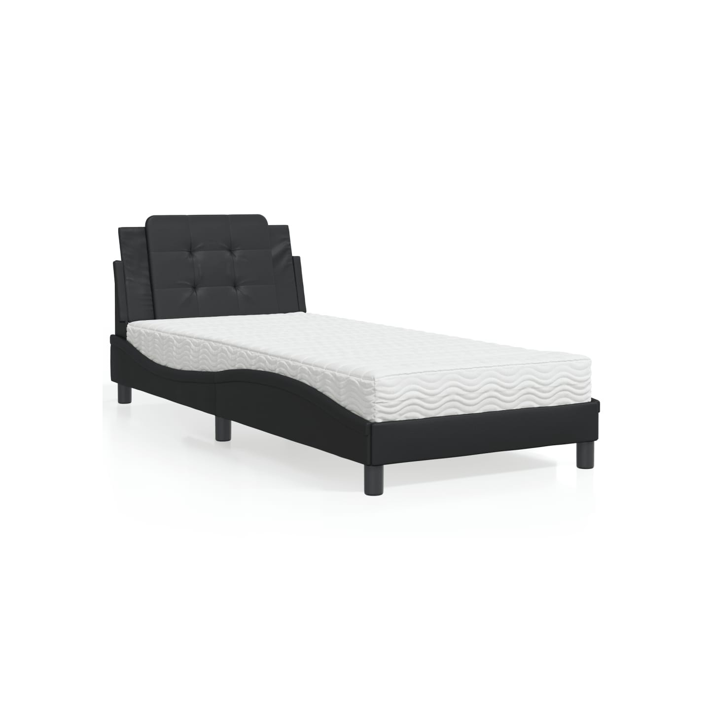 Lit avec matelas Zadar noir 100x200 cm similicuir
