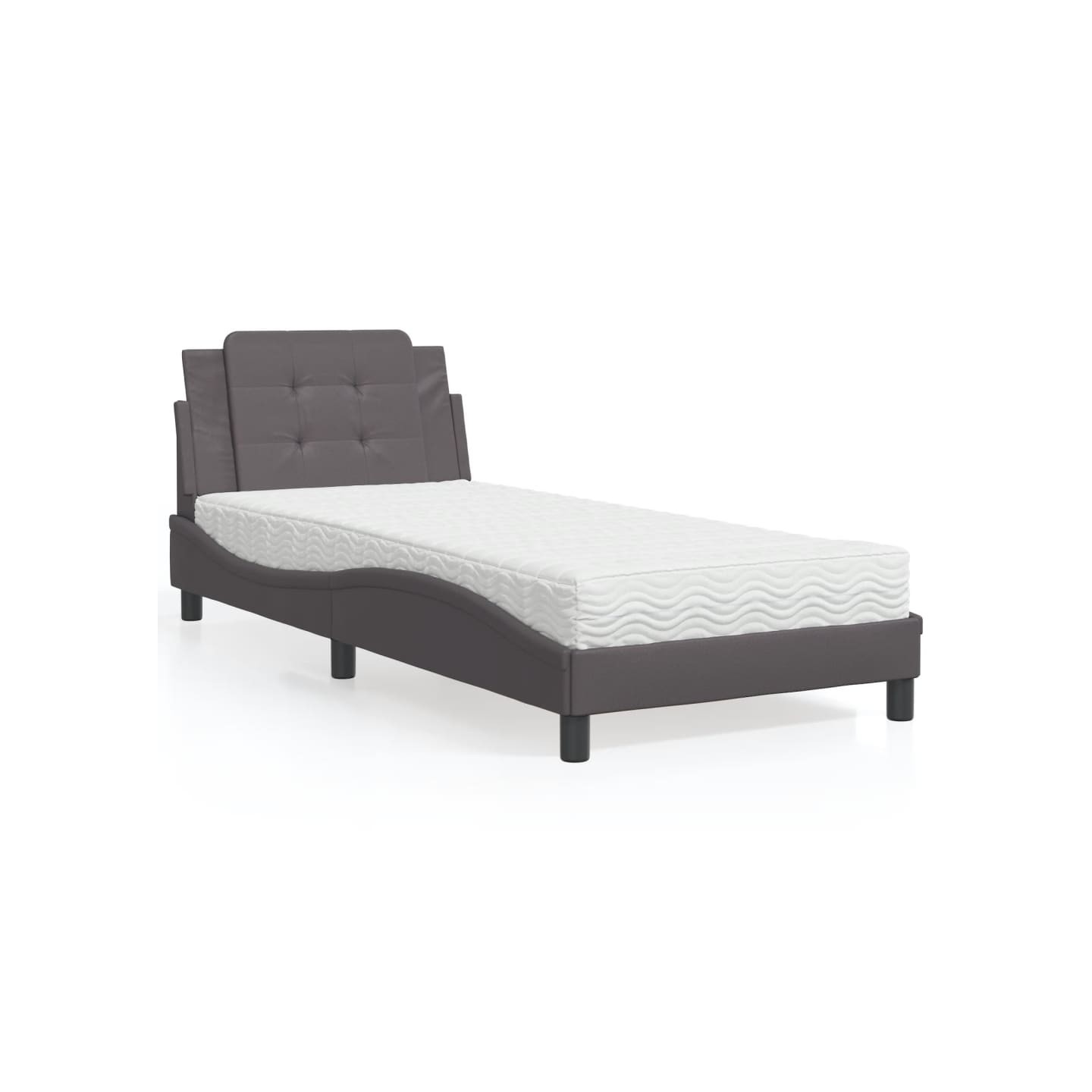 Lit avec matelas Zadar gris 80x200 cm similicuir