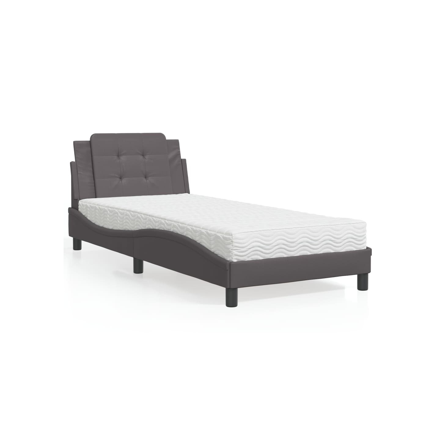 Lit avec matelas Zadar gris 100x200 cm similicuir