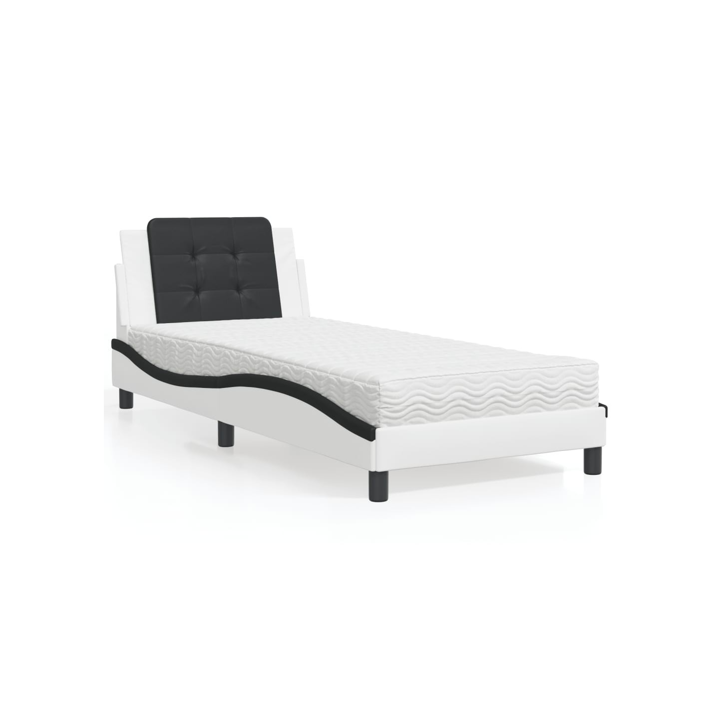 Lit avec matelas Zadar blanc et noir 90x190 cm similicuir