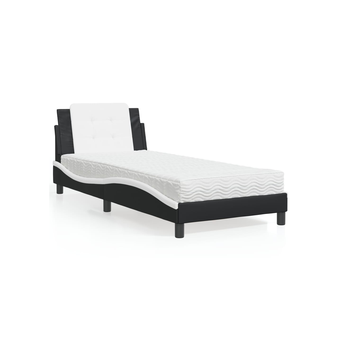 Lit avec matelas Zadar noir et blanc 90x200 cm similicuir