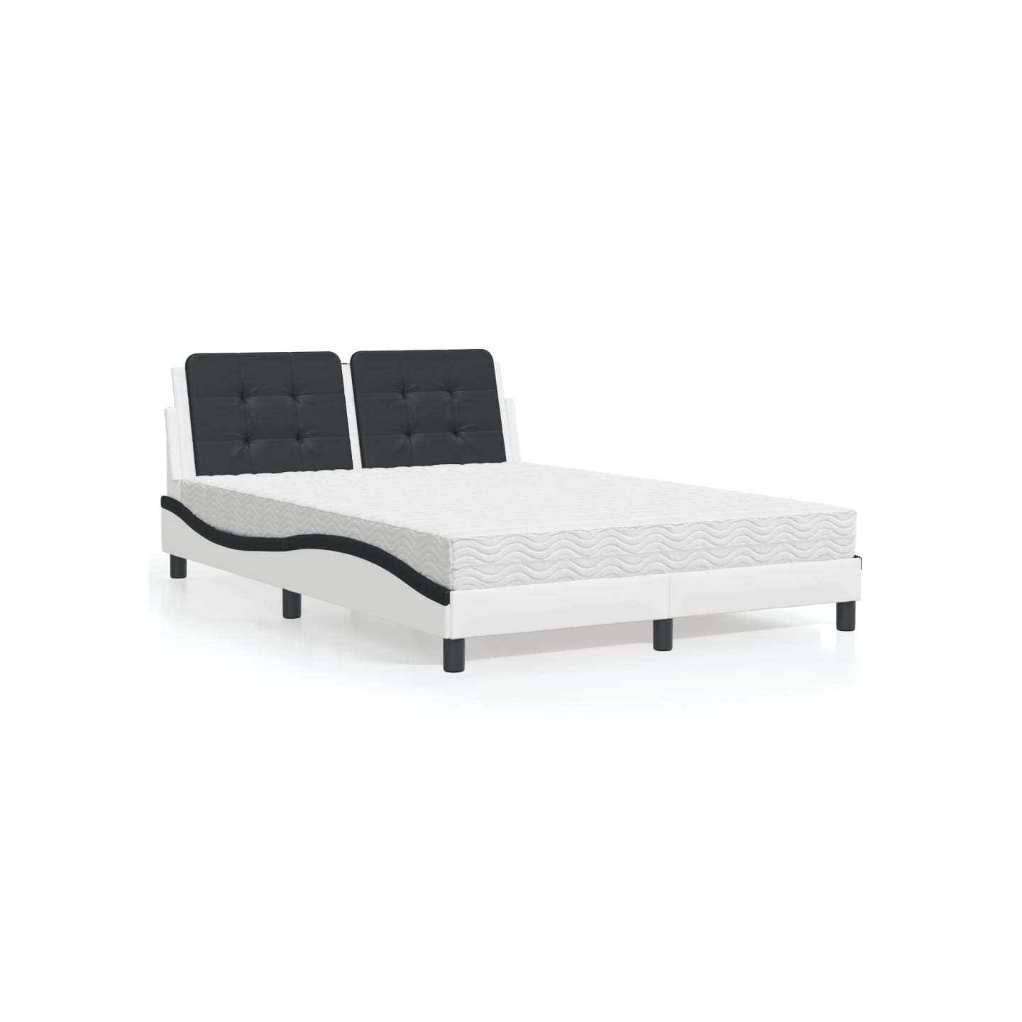 Lit avec matelas Zadar blanc et noir 120x200 cm similicuir
