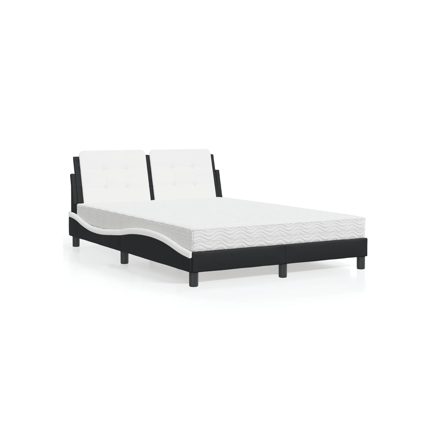 Lit avec matelas Zadar noir et blanc 140x190 cm similicuir