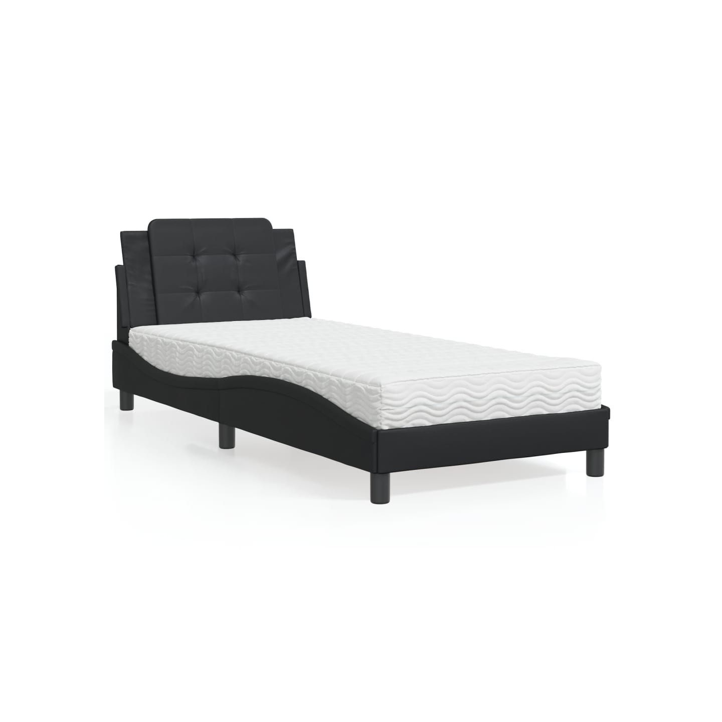 Lit avec matelas Zadar noir 90x200 cm similicuir