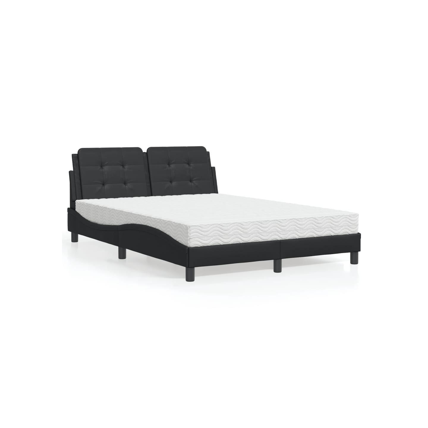 Lit avec matelas Zadar noir 140x190 cm similicuir