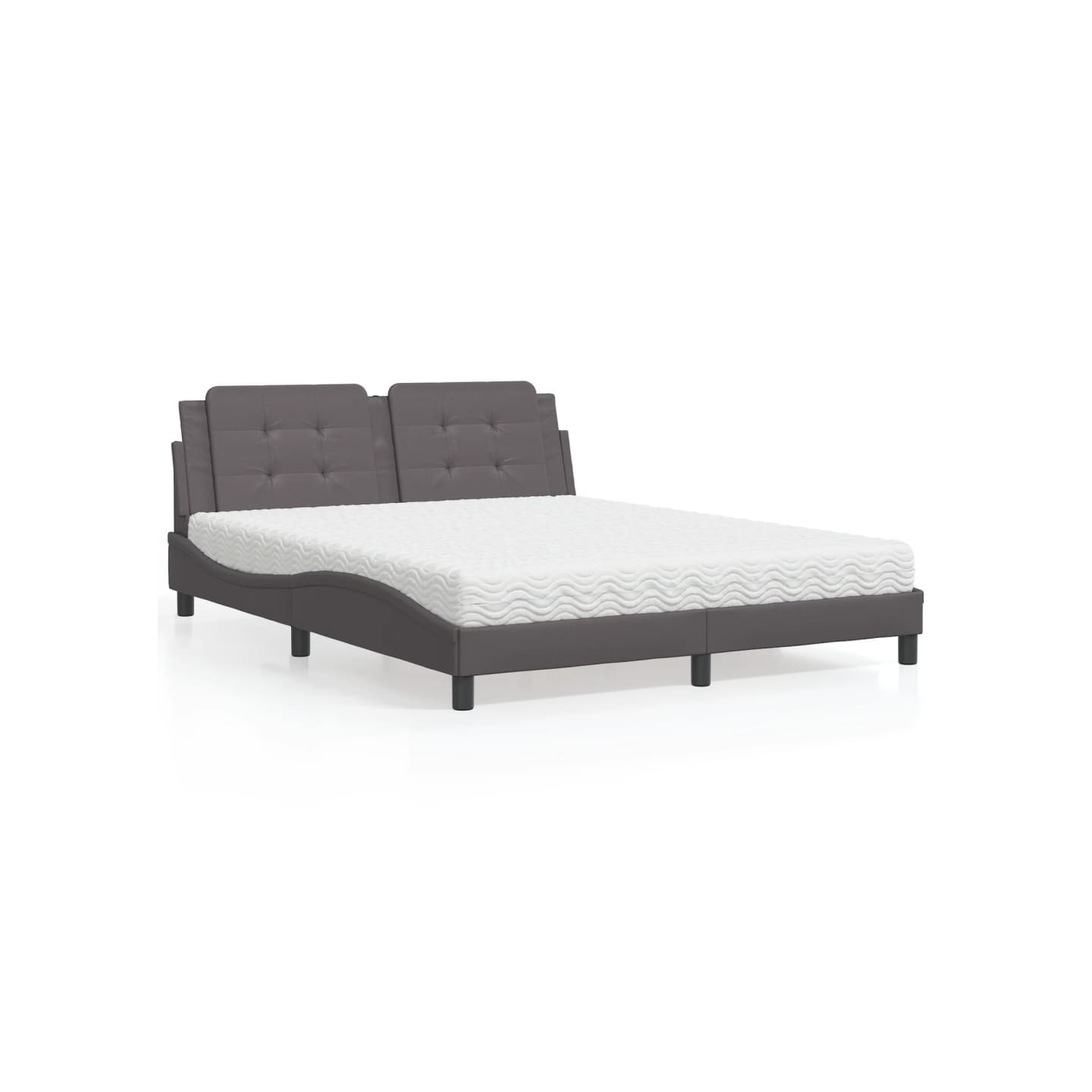 Lit avec matelas Zadar gris 160x200 cm similicuir