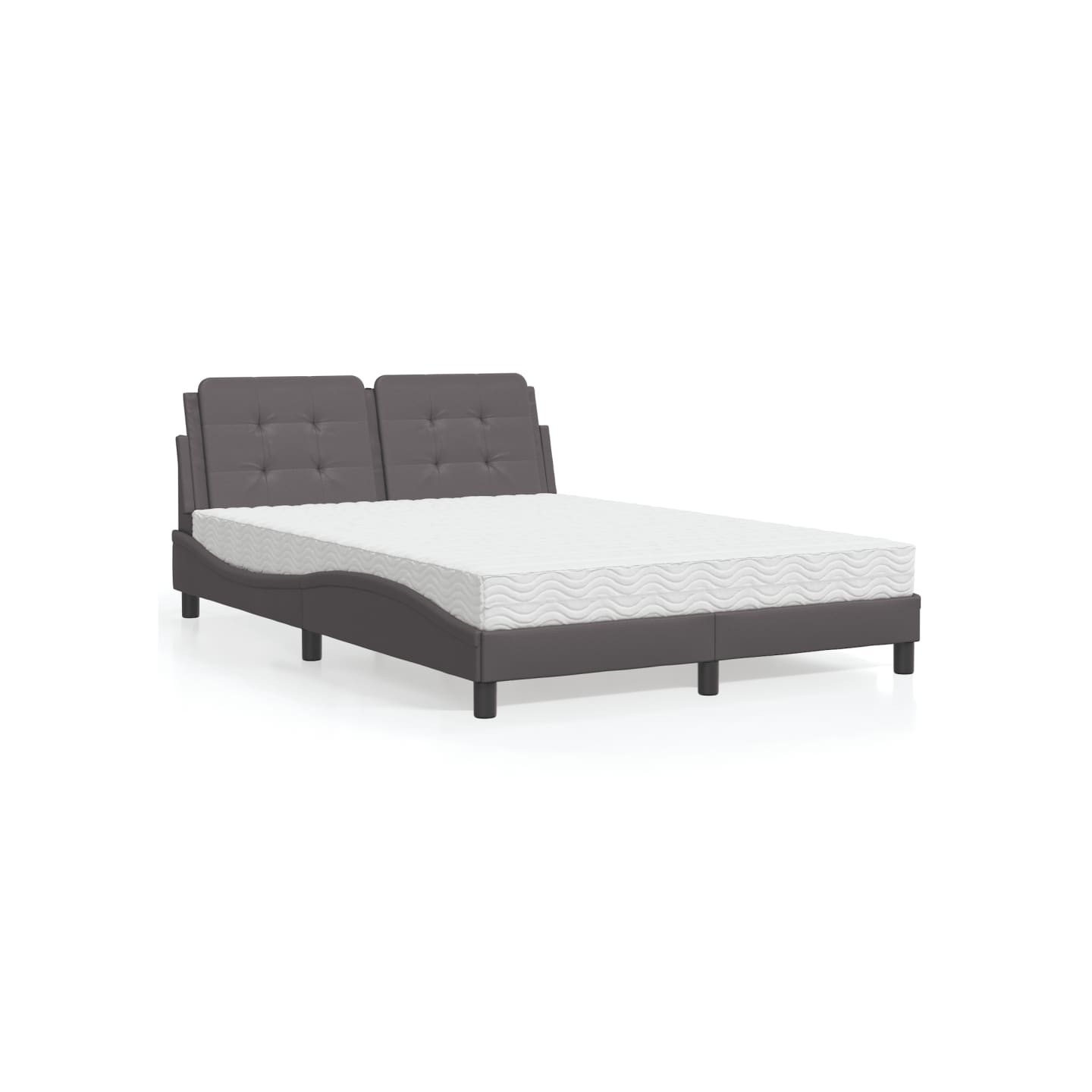 Lit avec matelas Zadar gris 140x190 cm similicuir