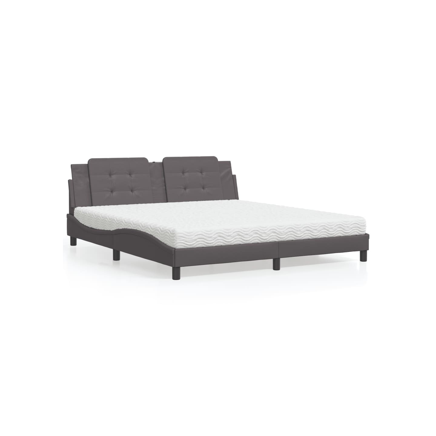 Lit avec matelas Zadar gris 180x200 cm similicuir