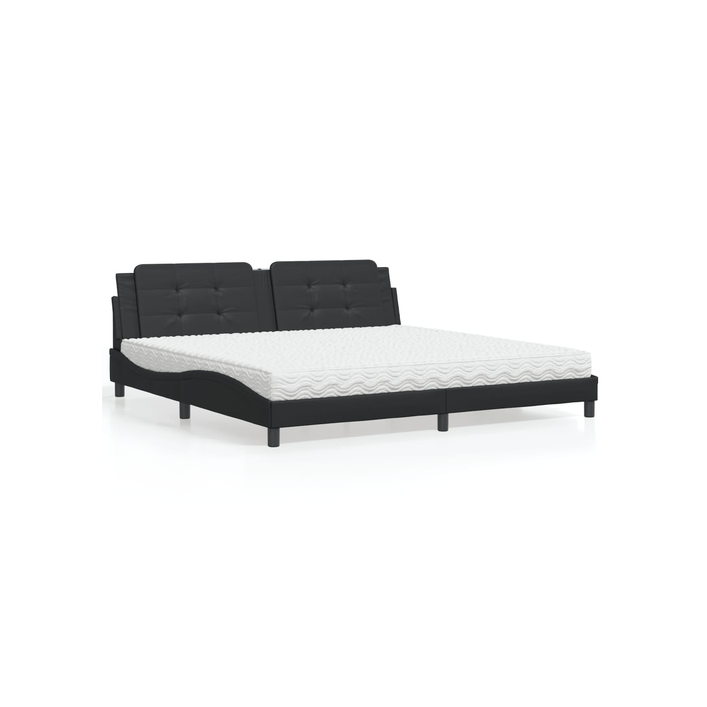 Lit avec matelas Zadar noir 200x200 cm similicuir