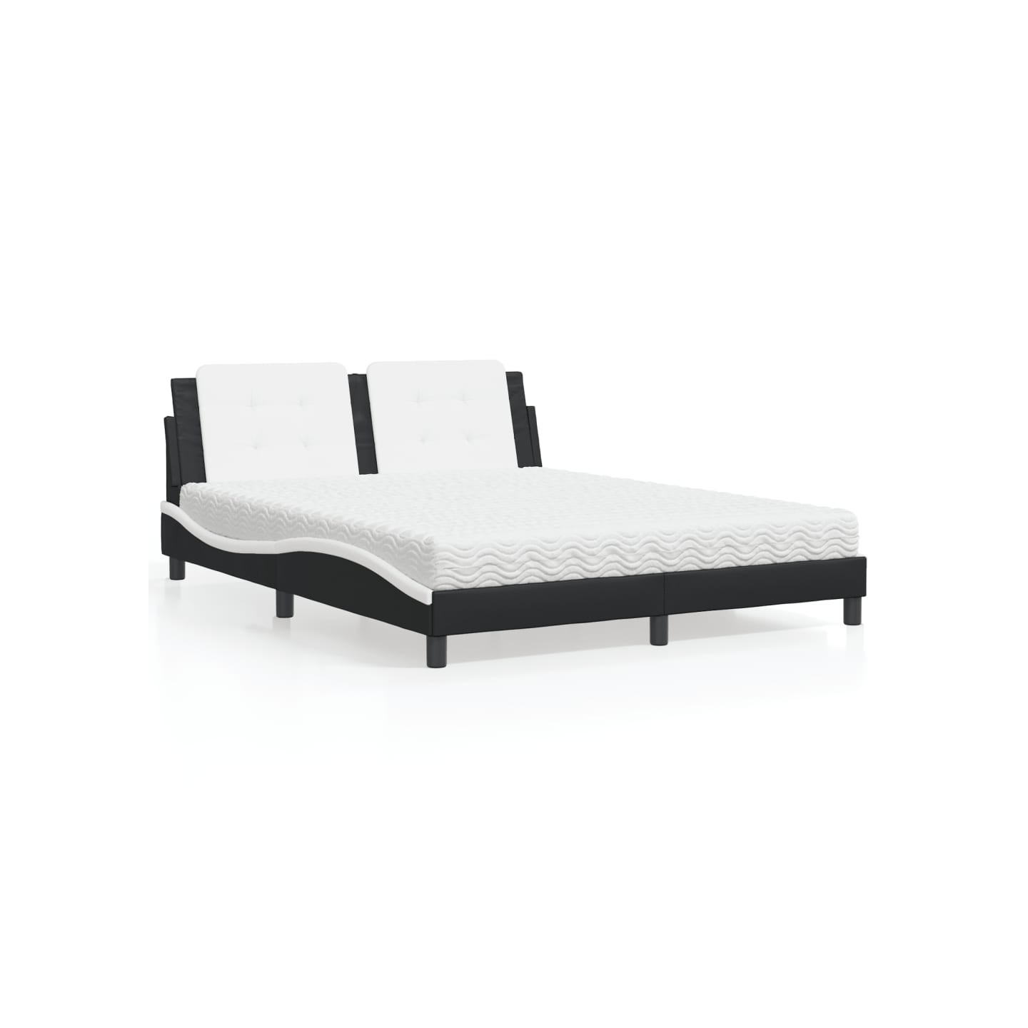 Lit avec matelas Zadar noir et blanc 160x200 cm similicuir