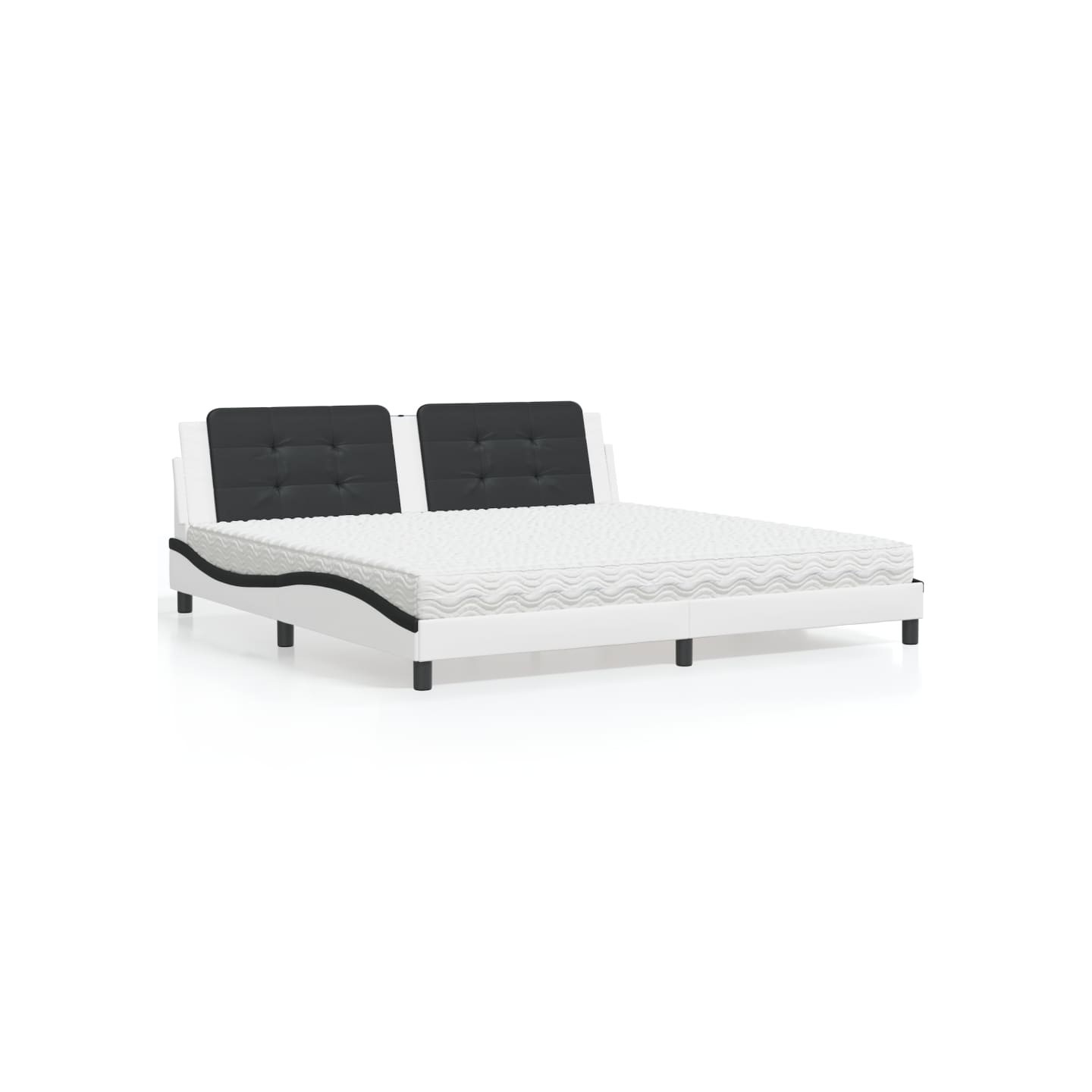 Lit avec matelas Zadar blanc et noir 200x200 cm similicuir