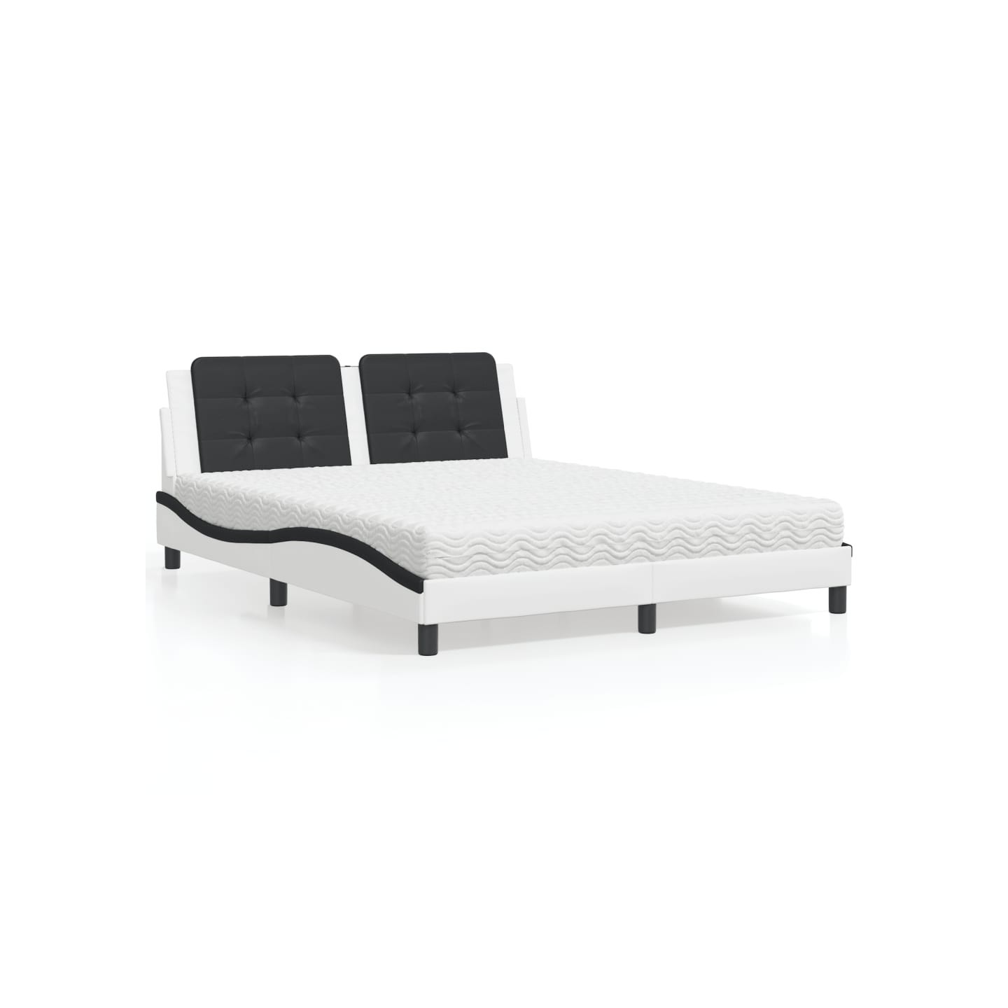 Lit avec matelas Zadar blanc et noir 160x200 cm similicuir