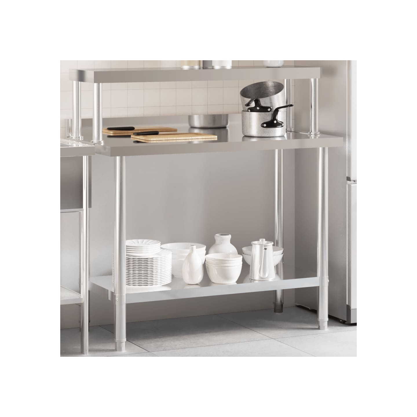 Table de travail de cuisine avec étagère 110x55x120 cm inox