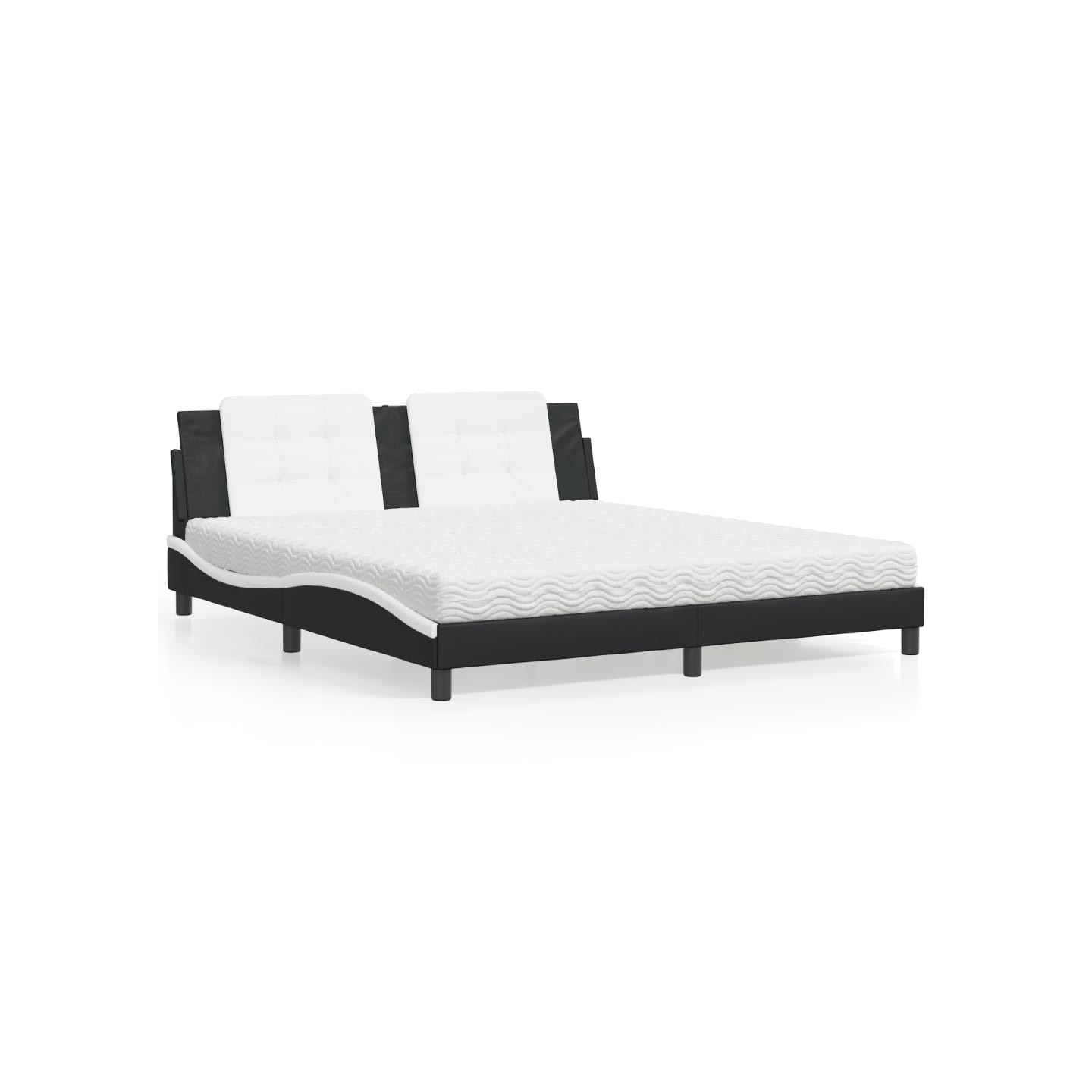 Lit avec matelas Zadar noir et blanc 180x200 cm similicuir