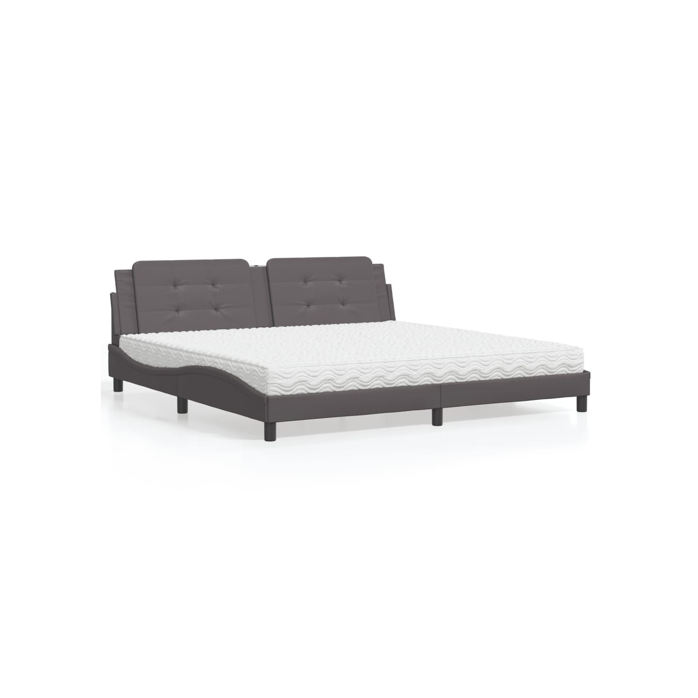 Lit avec matelas Zadar gris 200x200 cm similicuir