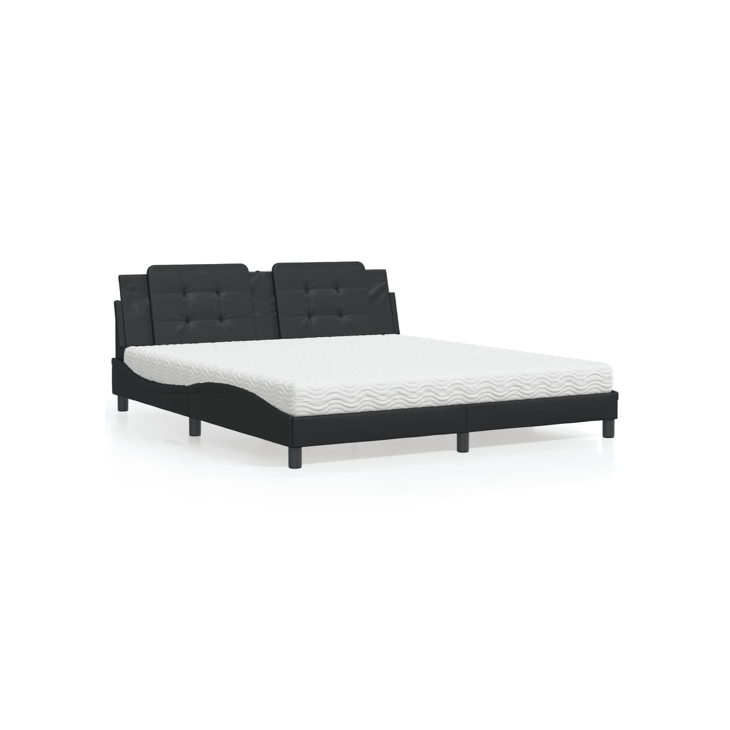 Lit avec matelas Zadar noir 180x200 cm similicuir