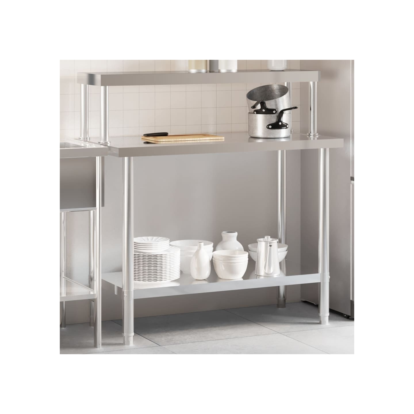 Table de travail de cuisine avec étagère 110x55x120 cm inox