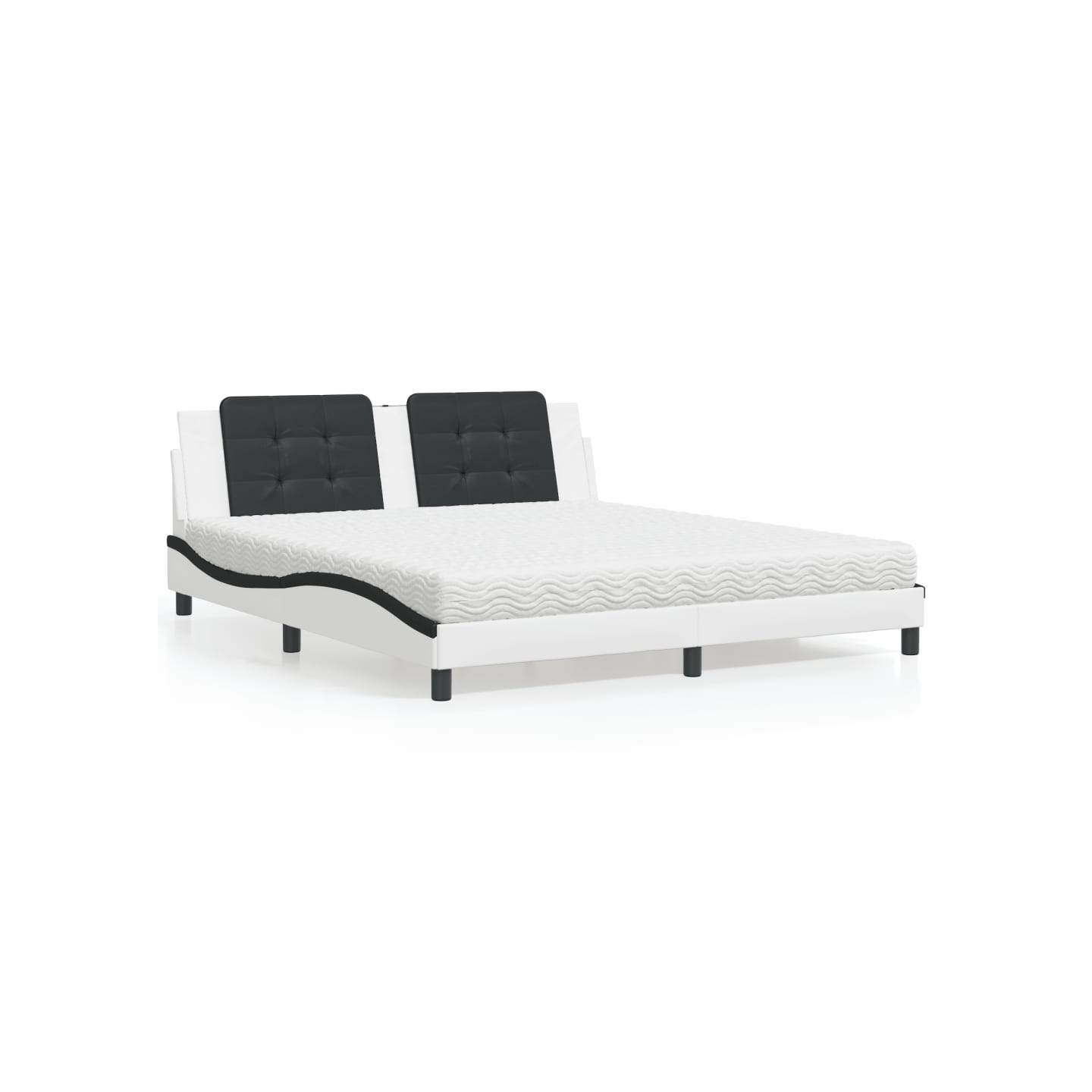 Lit avec matelas Zadar blanc et noir 180x200 cm similicuir