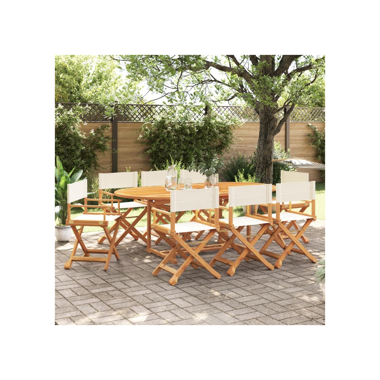 8 chaises pliantes en tissu blanc crème