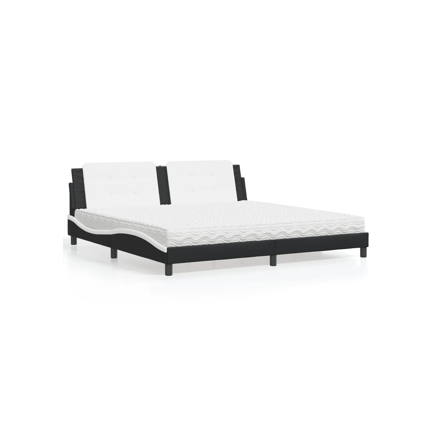 Lit avec matelas Zadar noir et blanc 200x200 cm similicuir