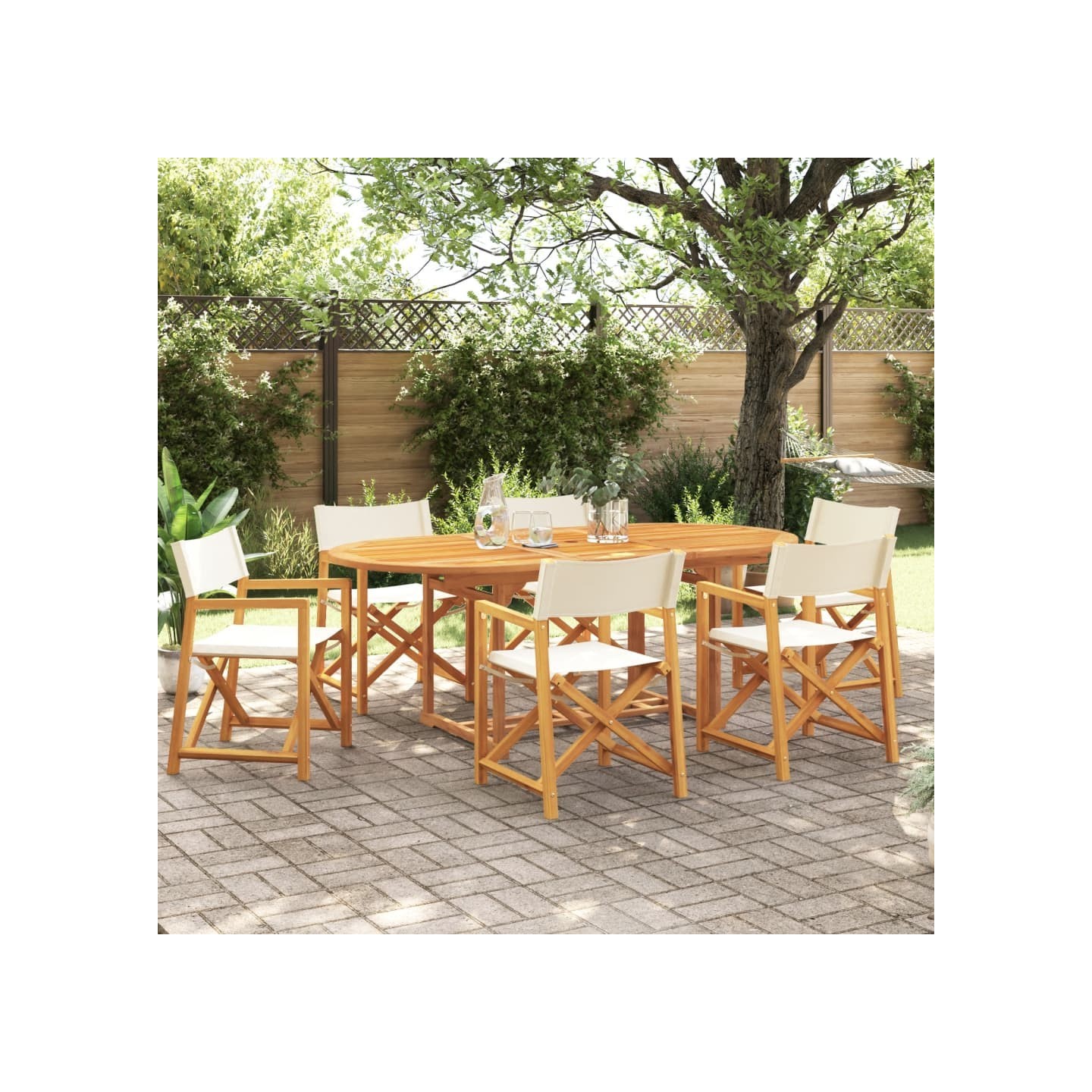6 chaises pliantes en tissu blanc crème