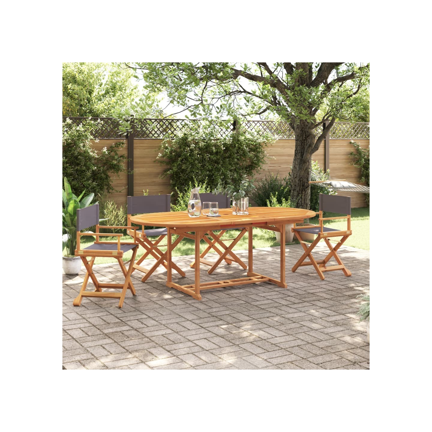 Ensemble de 4 chaises pliantes en tissu gris foncé