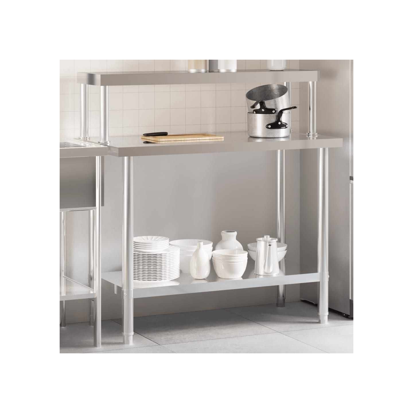 Table de travail de cuisine avec étagère 110x55x120 cm inox