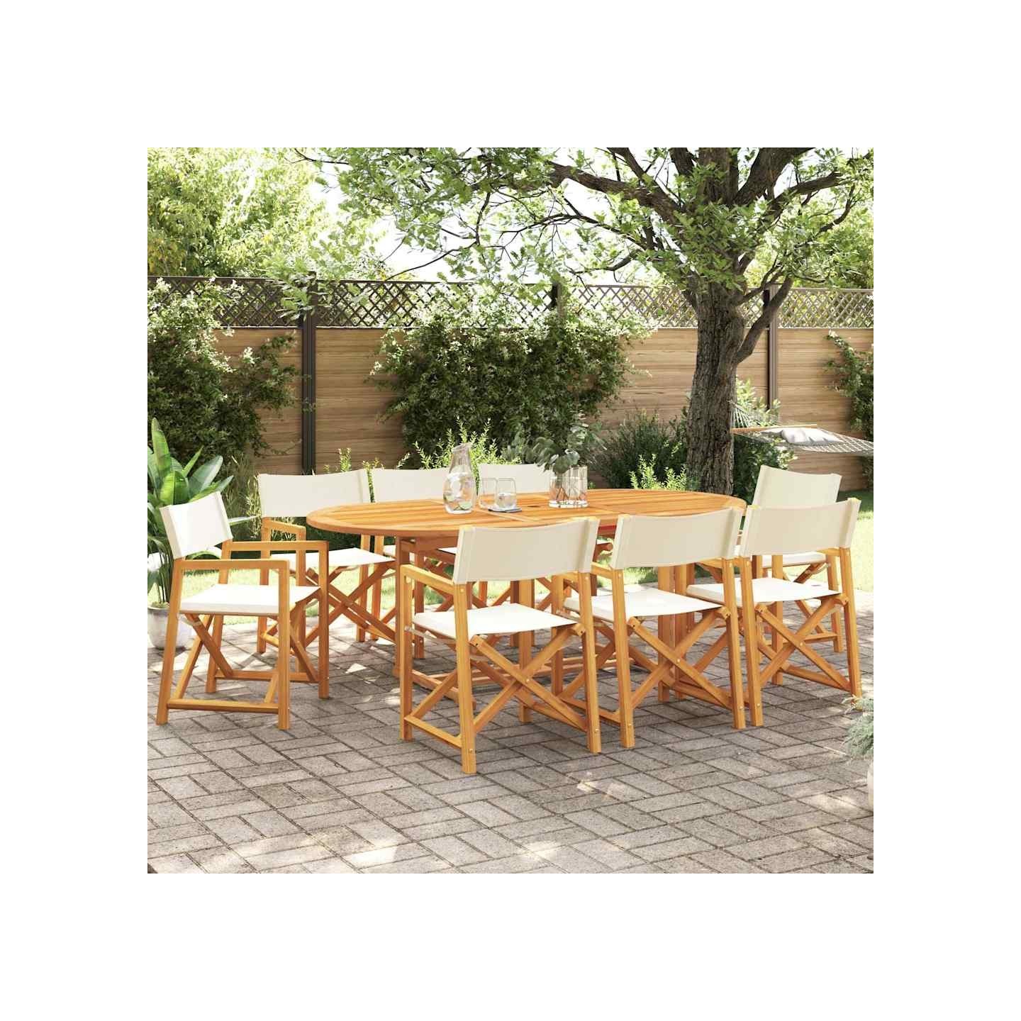 8 chaises pliantes en tissu blanc crème