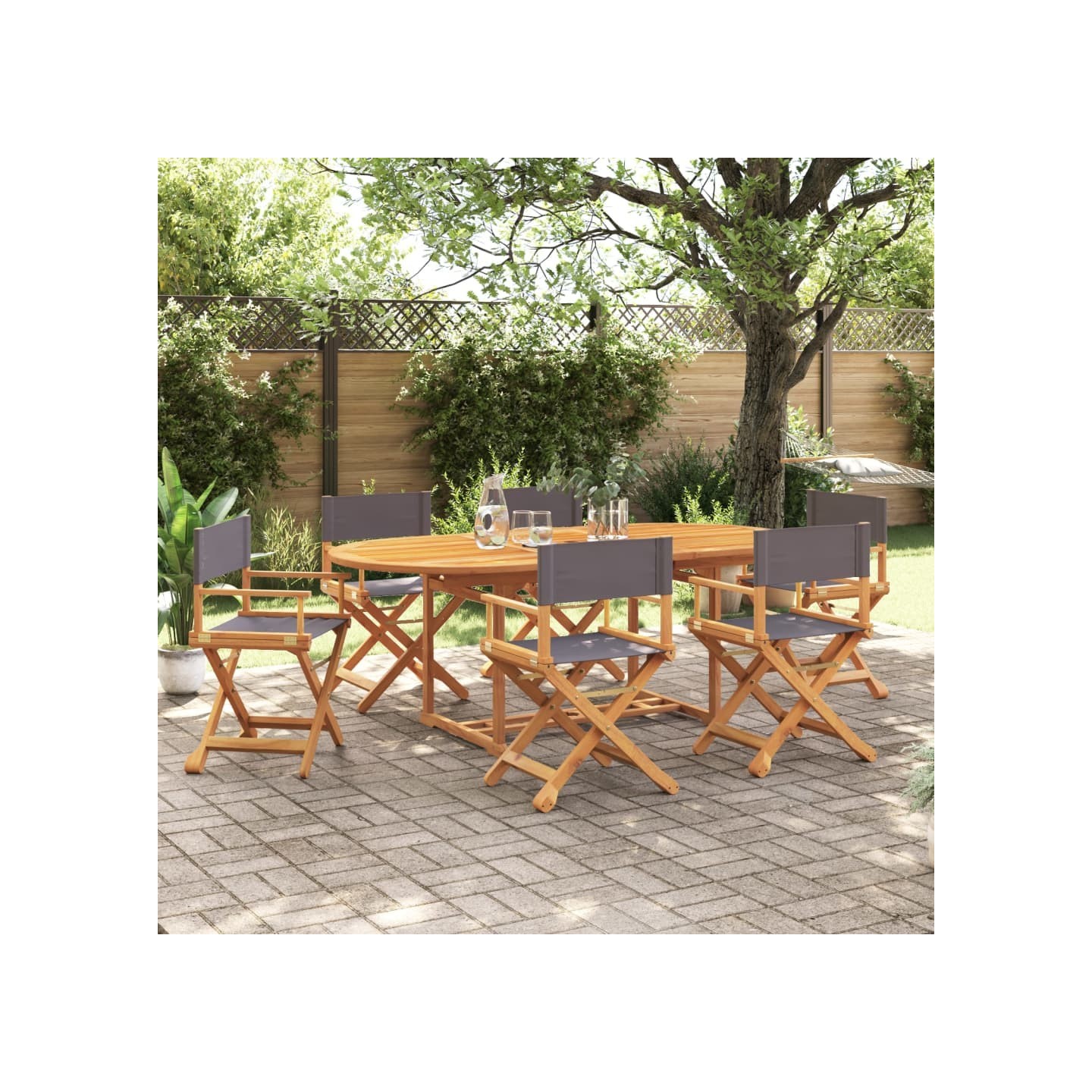 6 chaises pliantes en tissu gris foncé