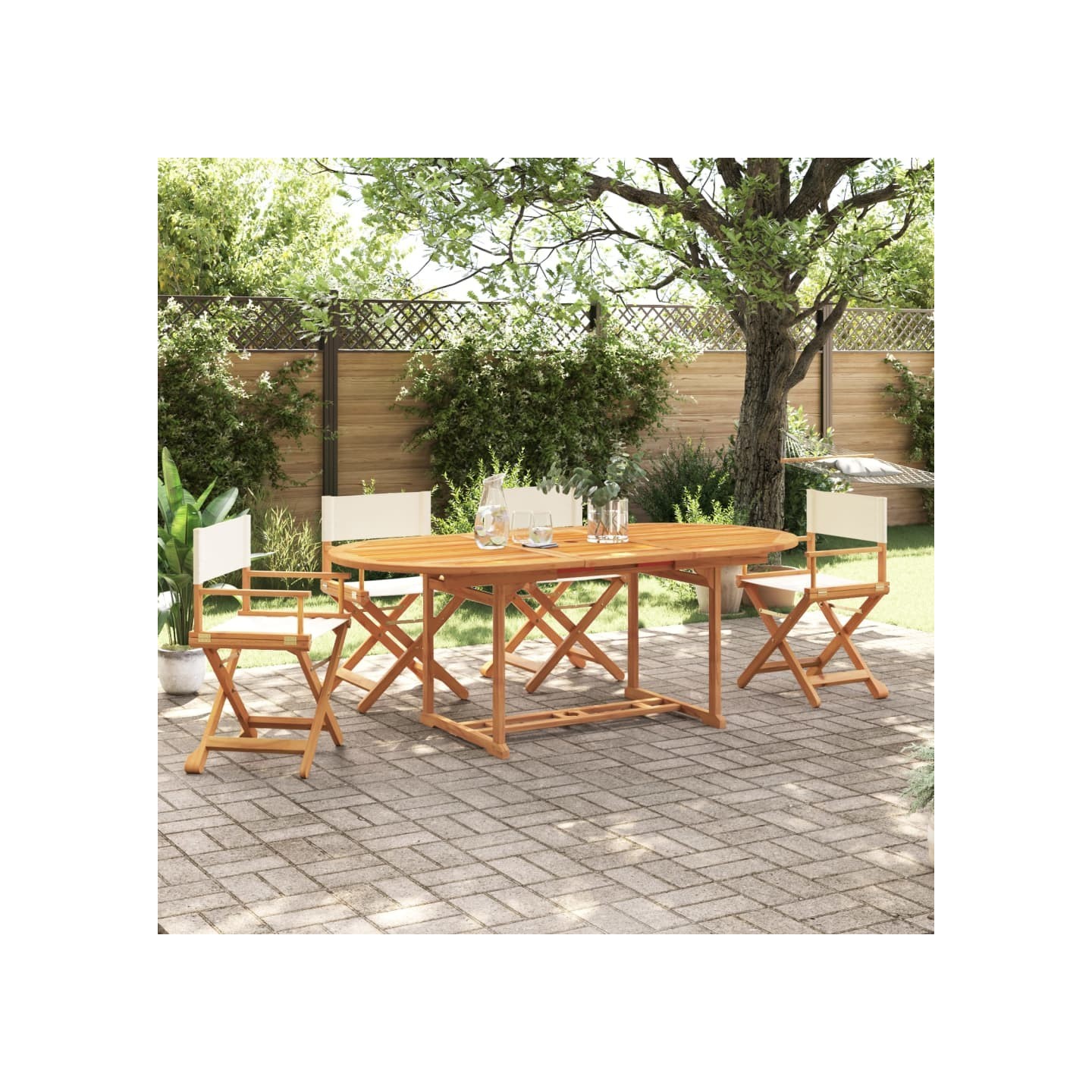 Ensemble de 4 chaises pliantes en tissu blanc crème