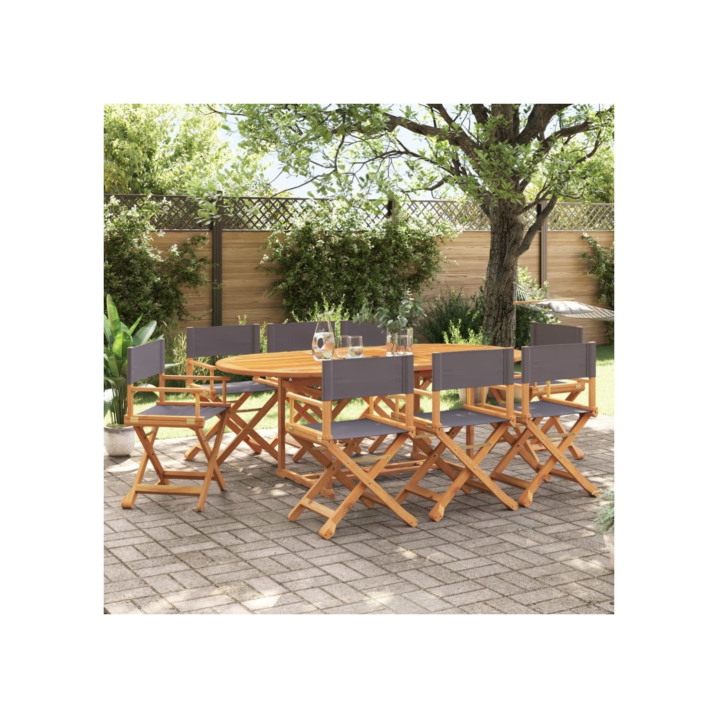 8 chaises pliantes en tissu gris foncé